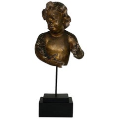 Antique Large Italian 17th-18th Century Fragment of a Baroque Angel