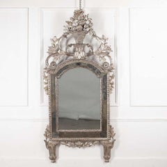 Large Italian 18th Century Carved Silver Gilded Mirror