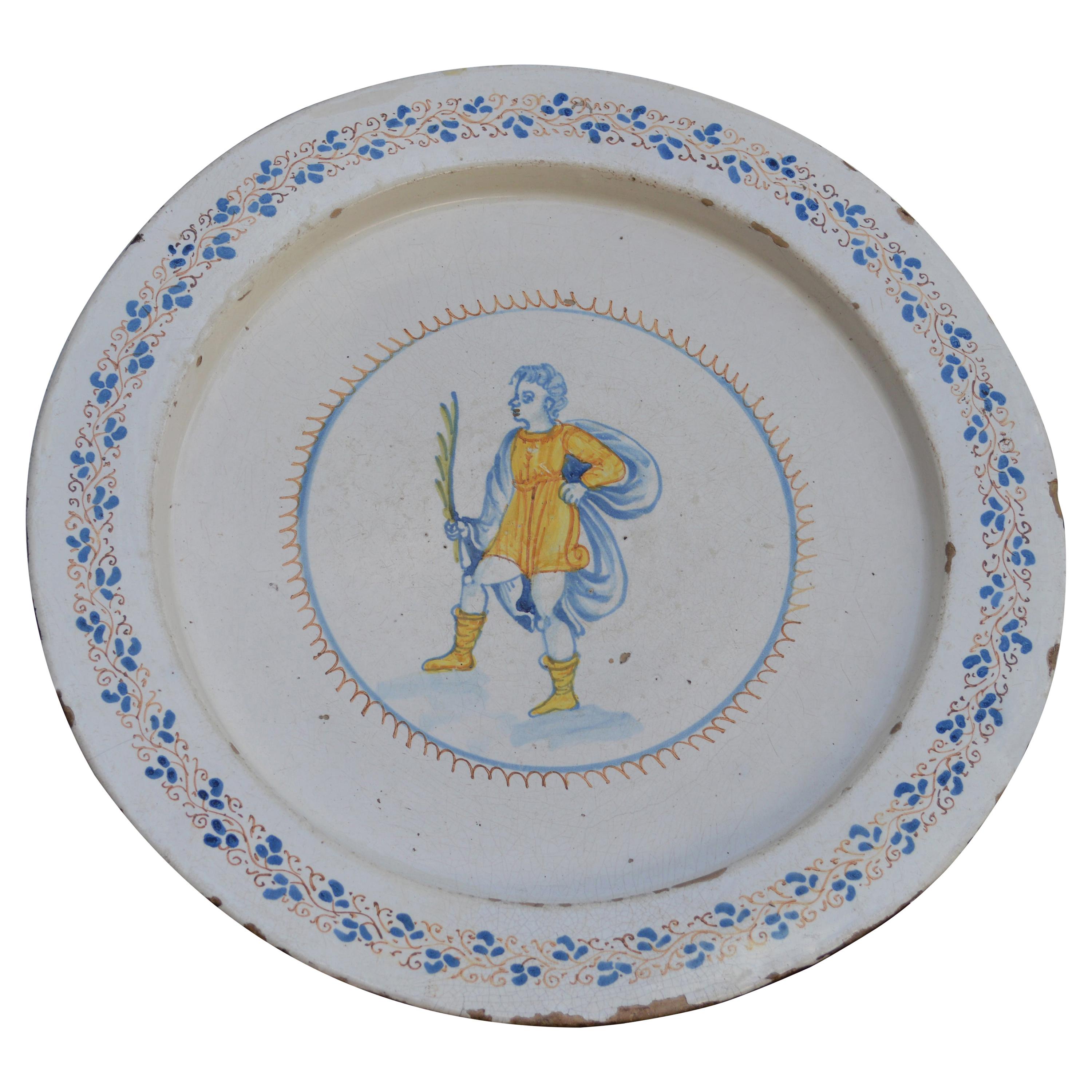 Large Italian 18th Century Faience Plate