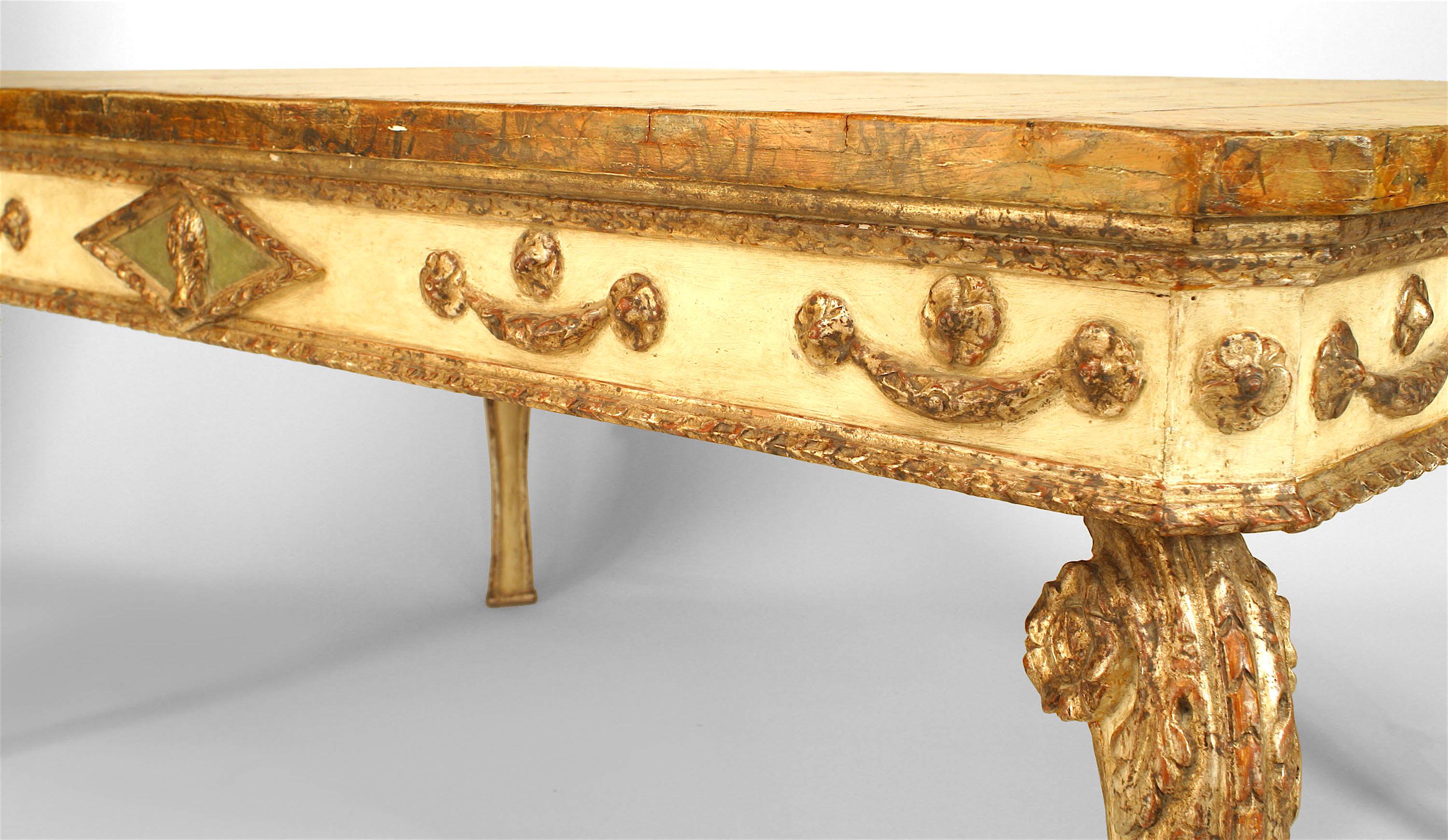 Wood Italian Rococo Style 18th Century Faux Marble Center Table For Sale