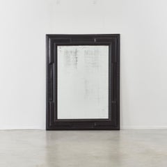 Large Italian 19 Th Century Ebonised Ripple-Frame Mirror