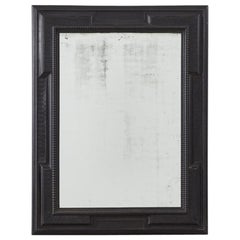 Large Italian 19 Th Century Ebonised Ripple-Frame Mirror