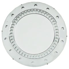Grande specchio rotondo italiano del 1940 in stile Deco con occhio di bue ottico altamente decorativo