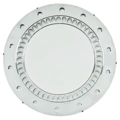 Large Italian 1940s Art Deco round mirror with highly decorative optic bullseyes