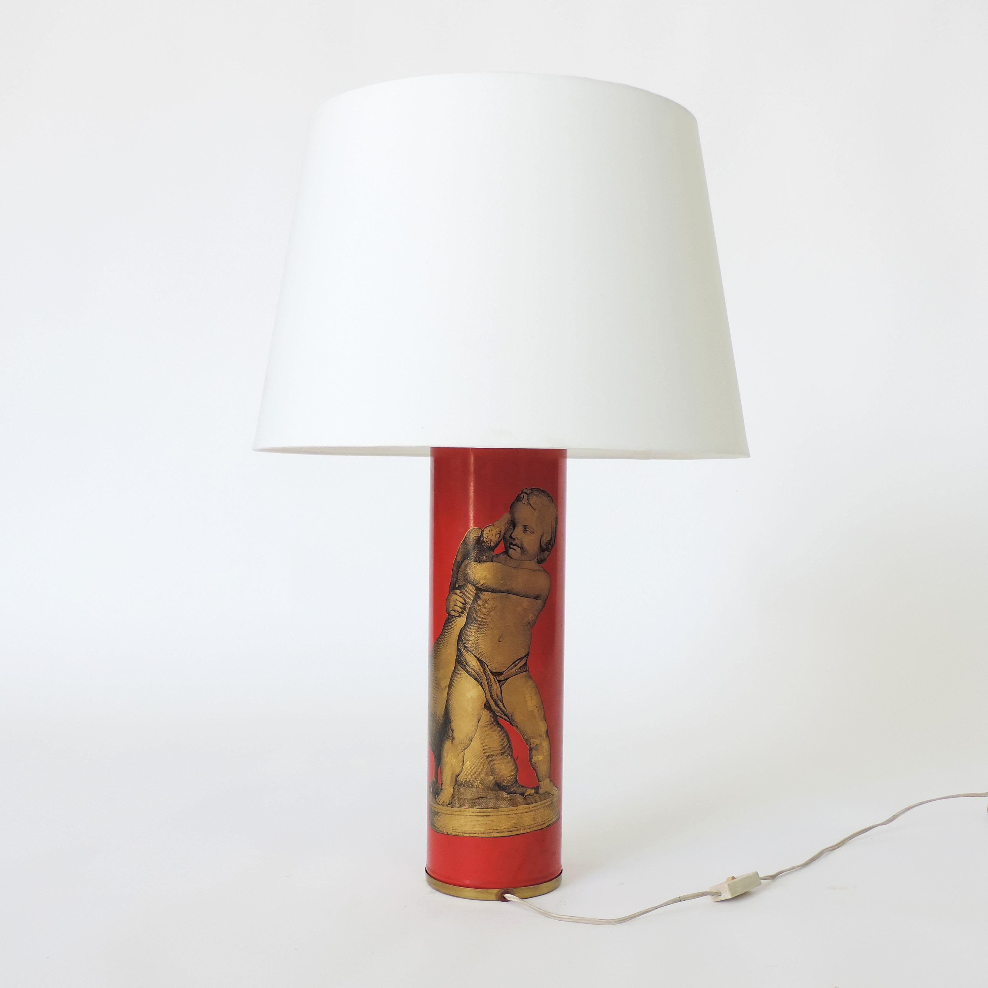 Mid-Century Modern Large Italian 1950s Red Bottega Di Victor Table Lamp For Sale