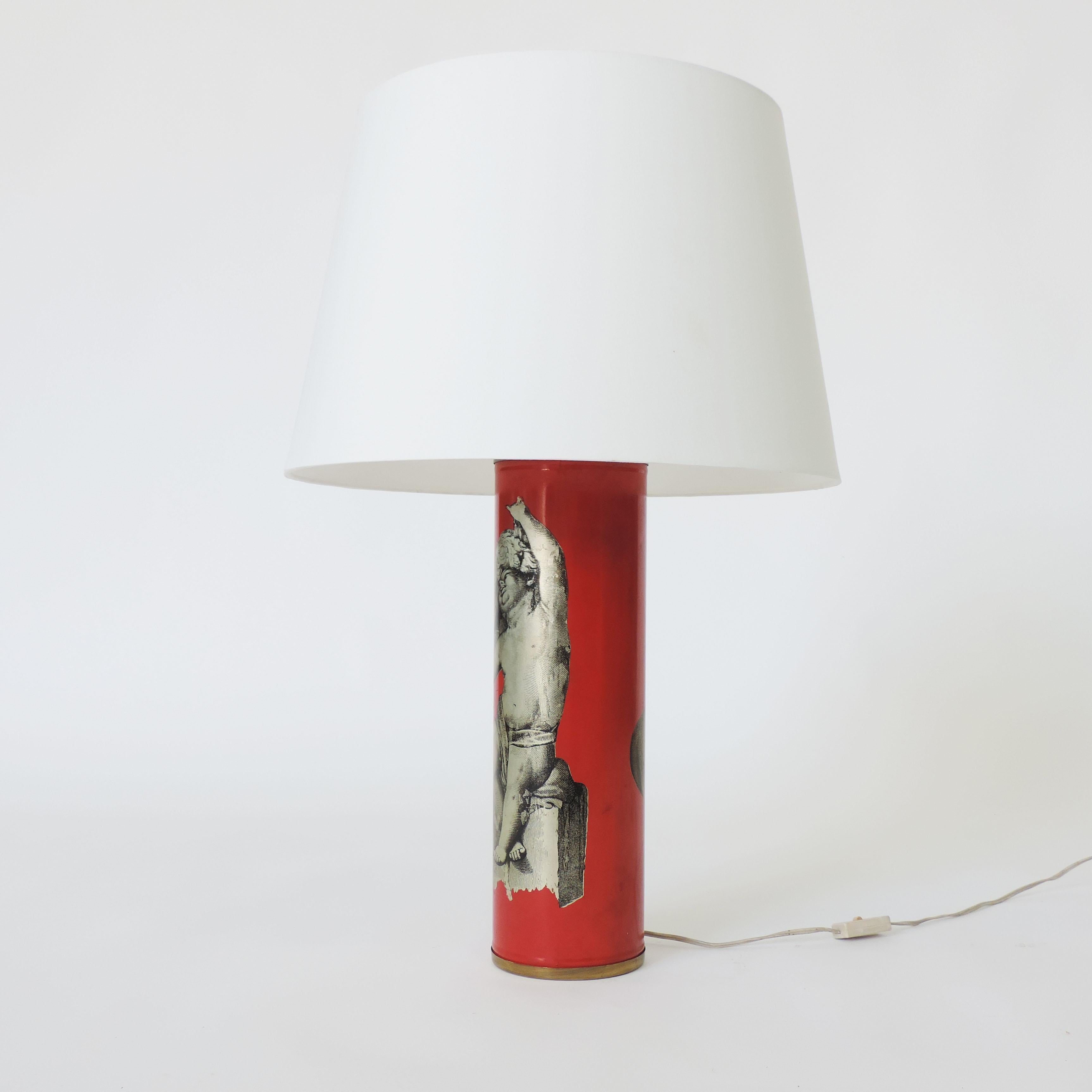 Large Italian 1950s Red Bottega Di Victor Table Lamp For Sale 1