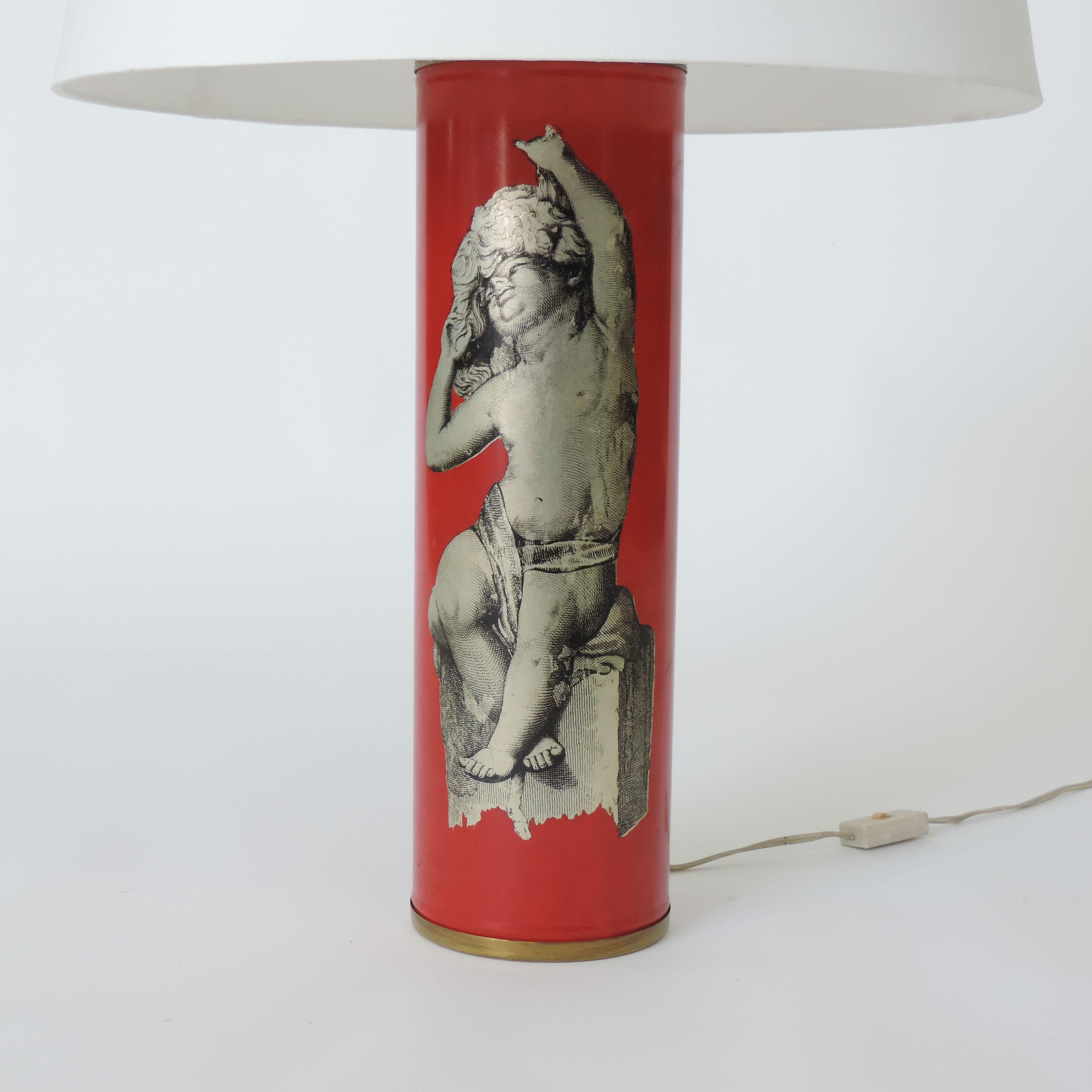Large Italian 1950s Red Bottega Di Victor Table Lamp For Sale 2