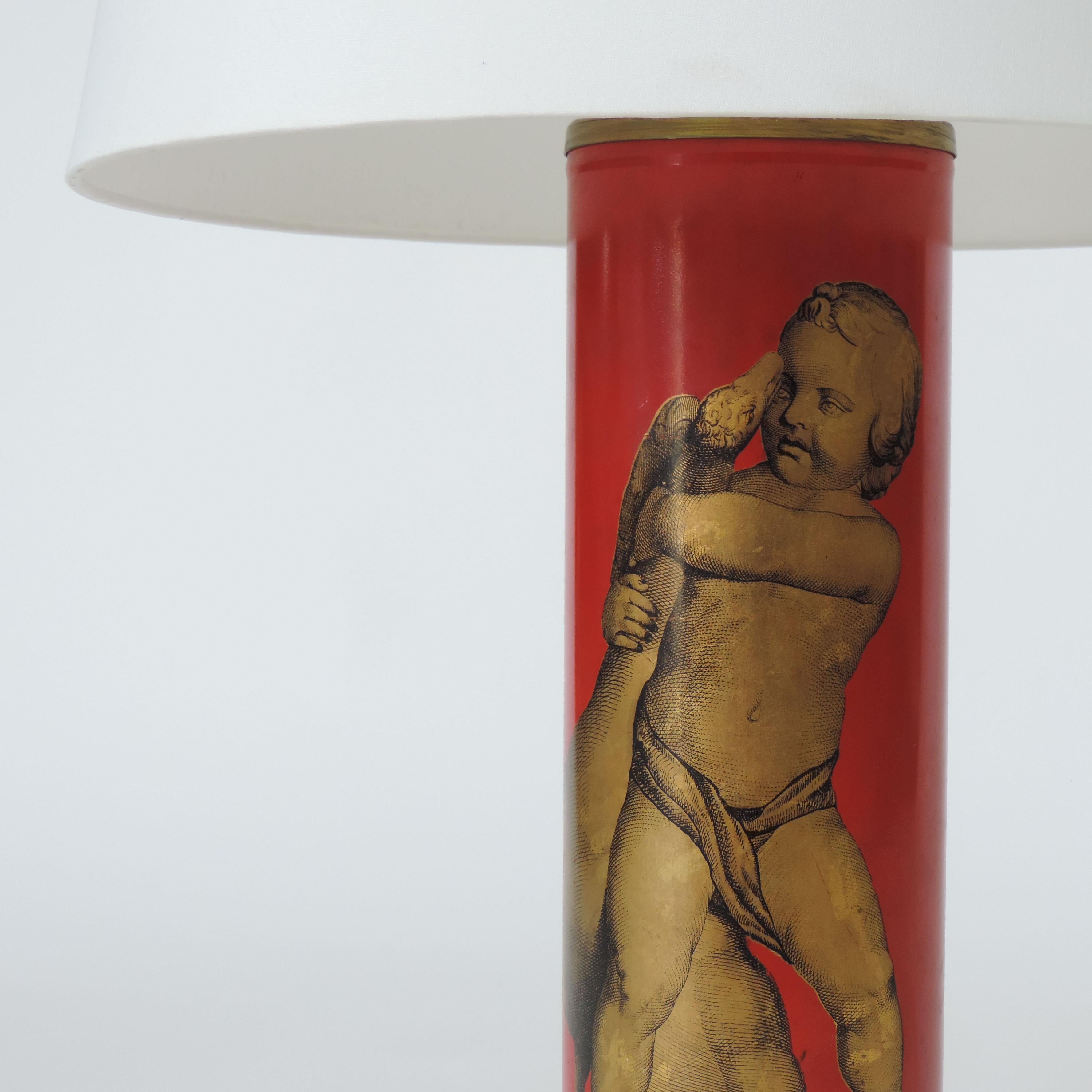 Large Italian 1950s Red Bottega Di Victor Table Lamp For Sale 3