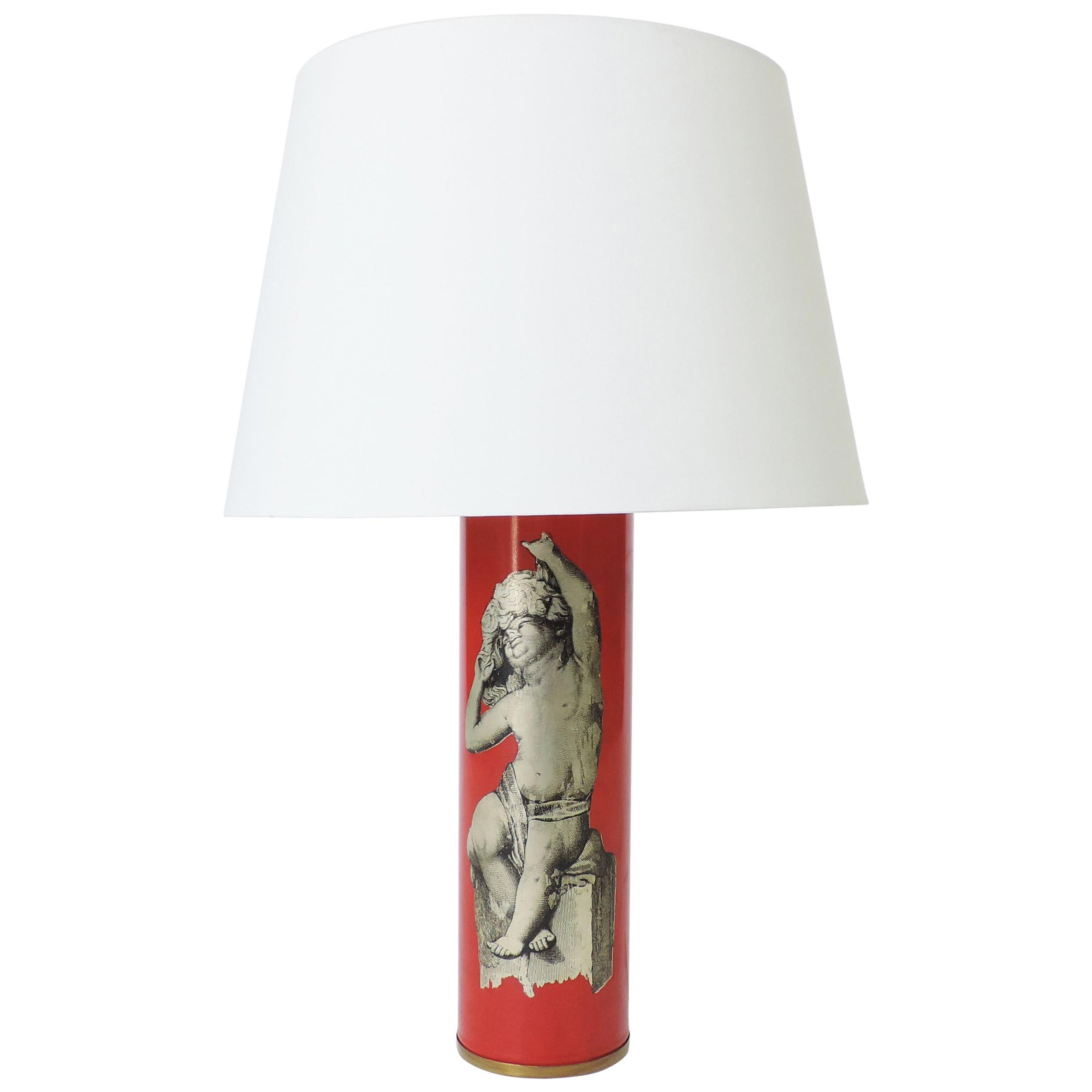 Grande lampe de table italienne rouge Bottega Di Victor des années 1950