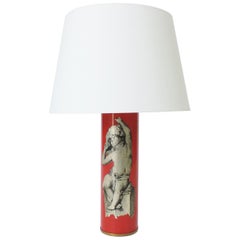 Large Italian 1950s Red Bottega Di Victor Table Lamp