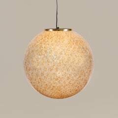 Stunning vintage Murano amber glass ball pendant, Murrine, handblown, 1960s