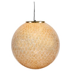 Colgante grande de bola de cristal Murrini ámbar de Murano italiano de los años 60