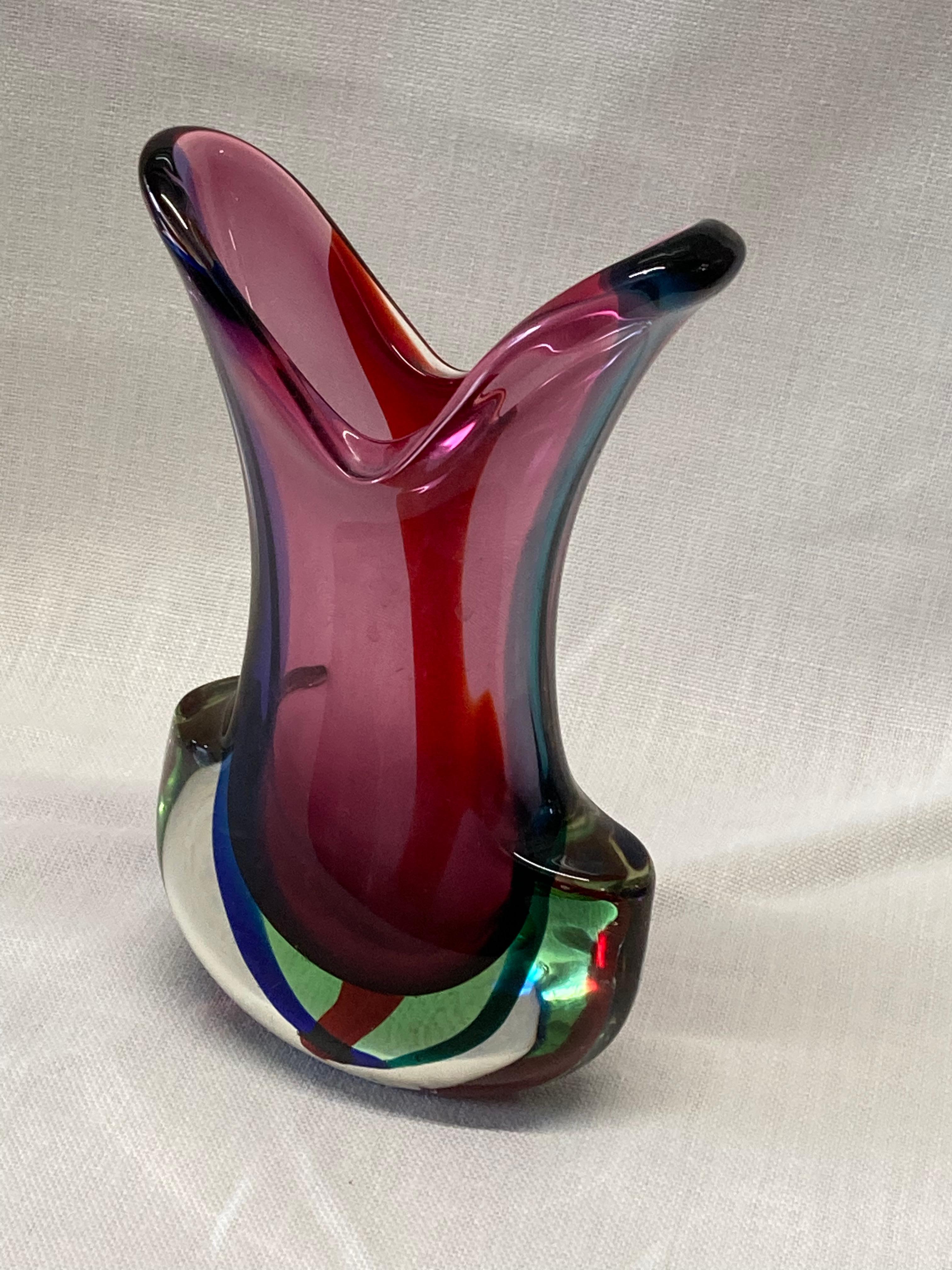 Large Italian 1960s Murano Sommerso Glass Vase 5