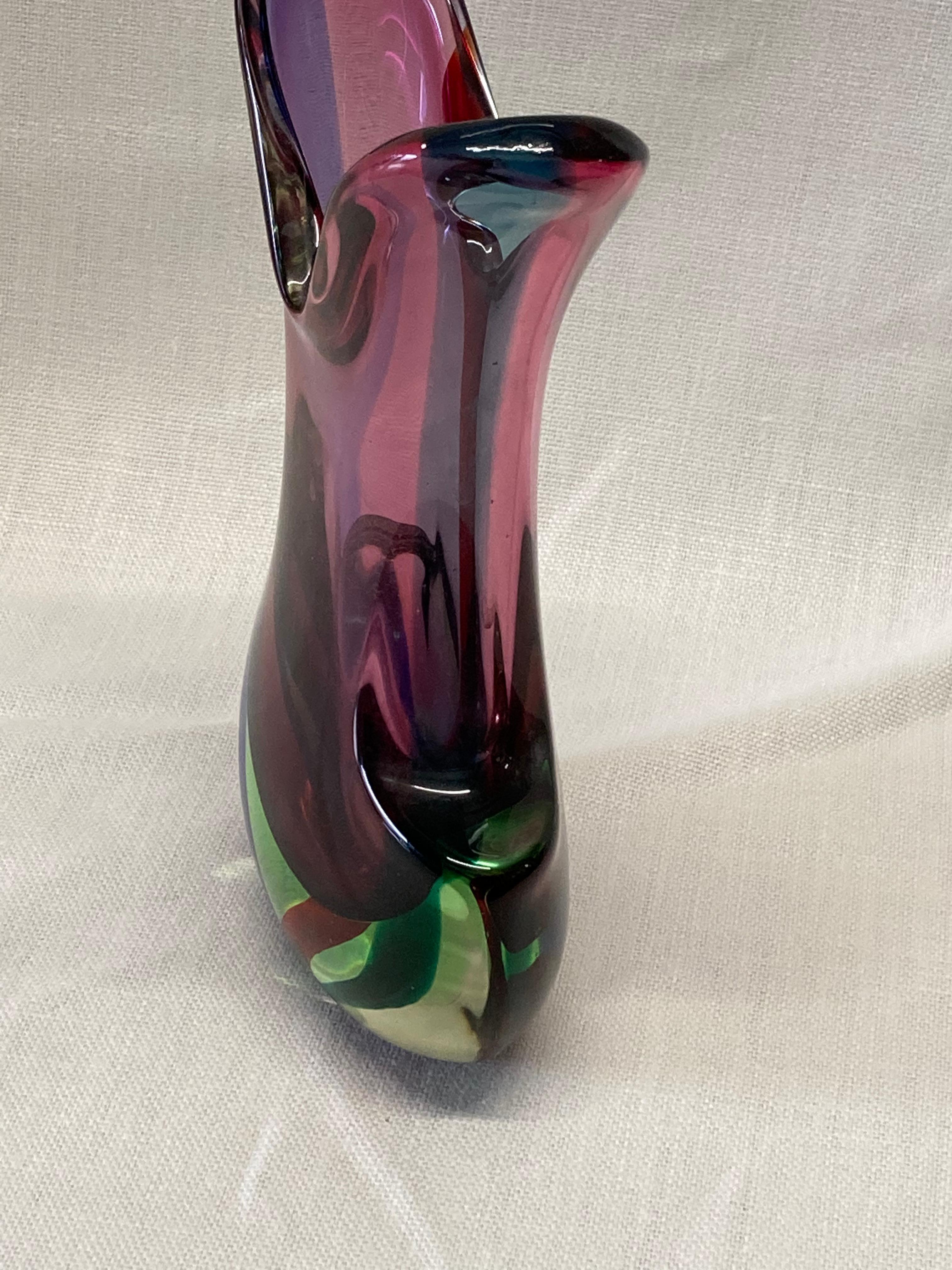 Large Italian 1960s Murano Sommerso Glass Vase 6