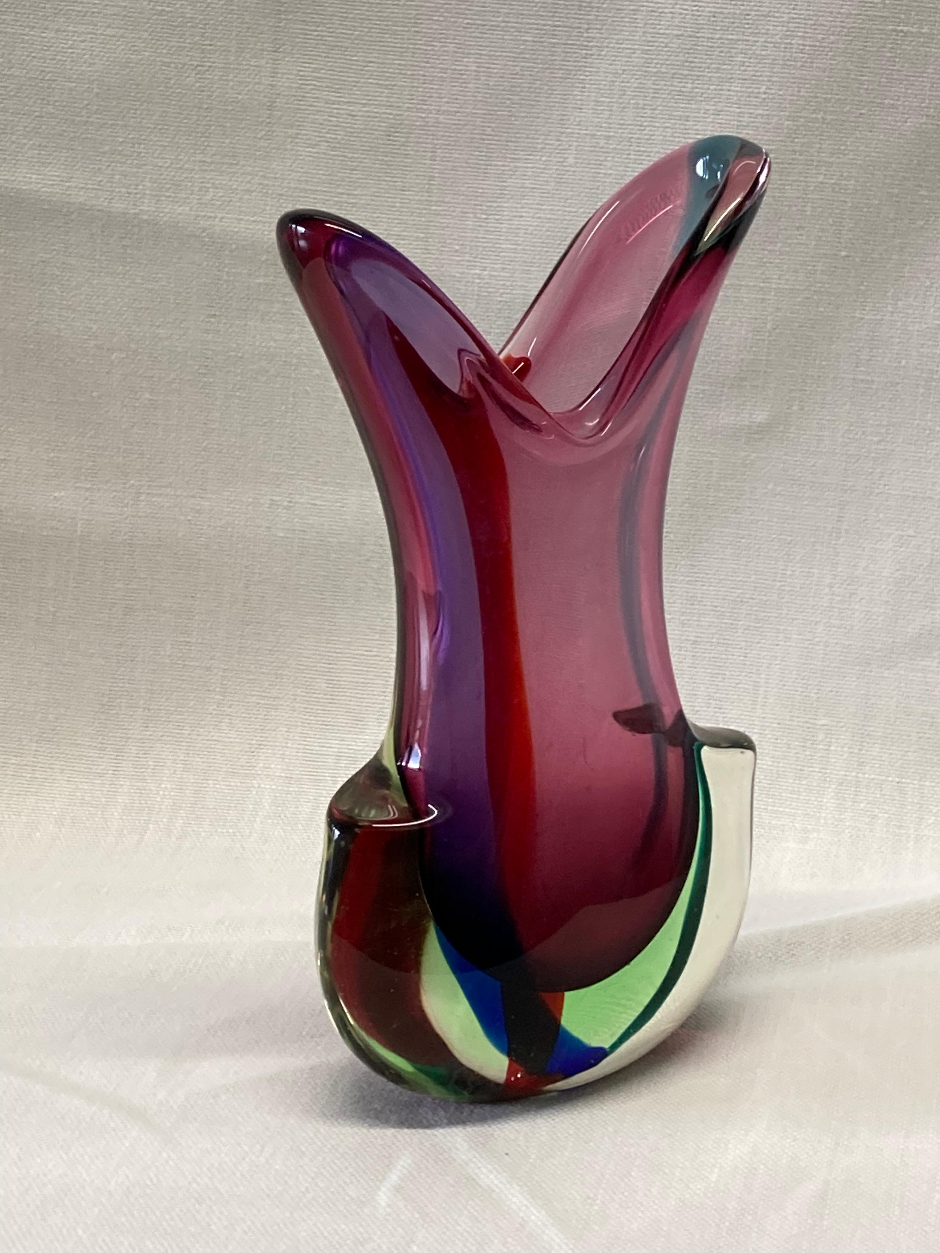 Large Italian 1960s Murano Sommerso Glass Vase 7