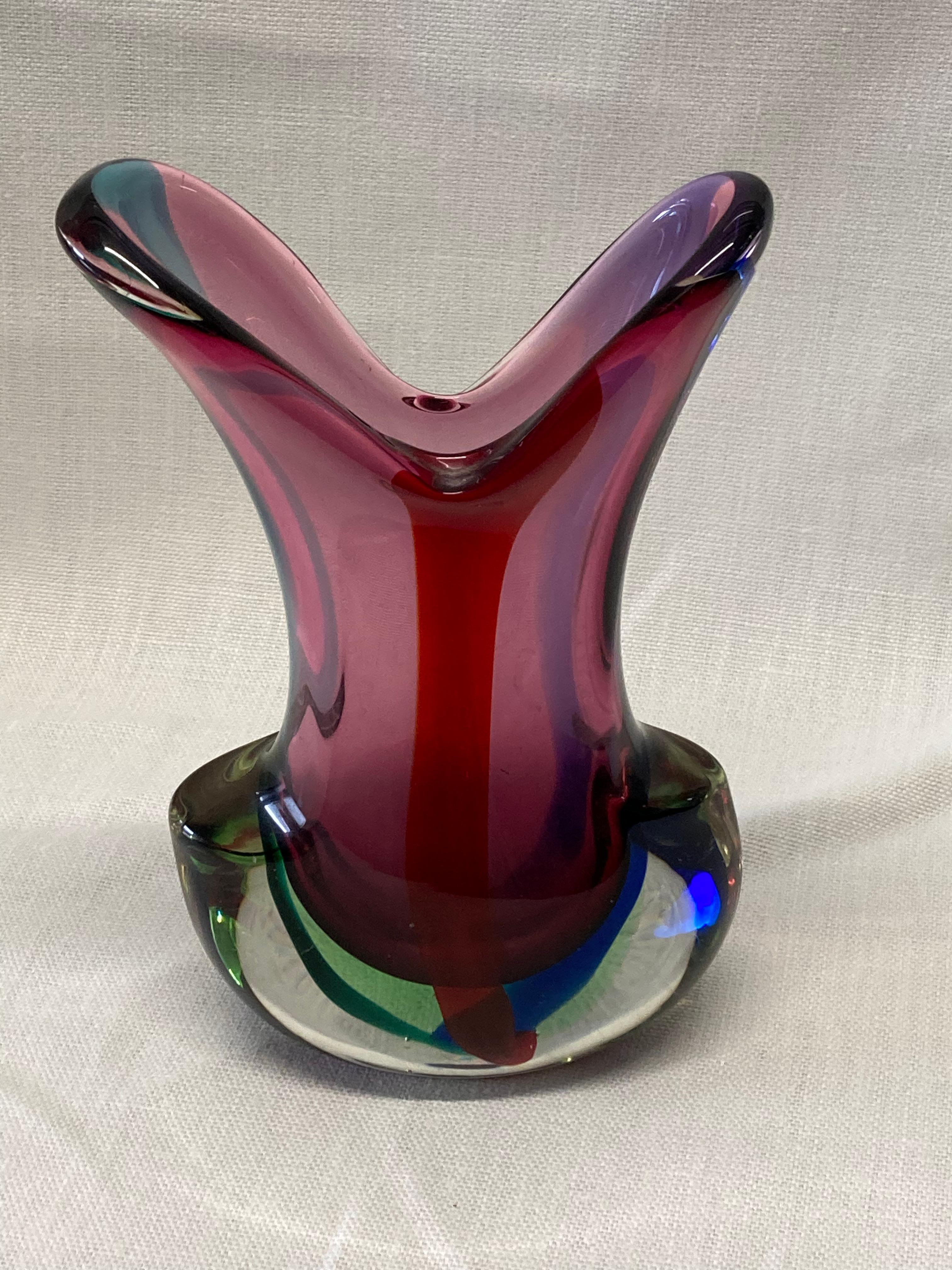 Large Italian 1960s Murano Sommerso Glass Vase In Good Condition In London, GB