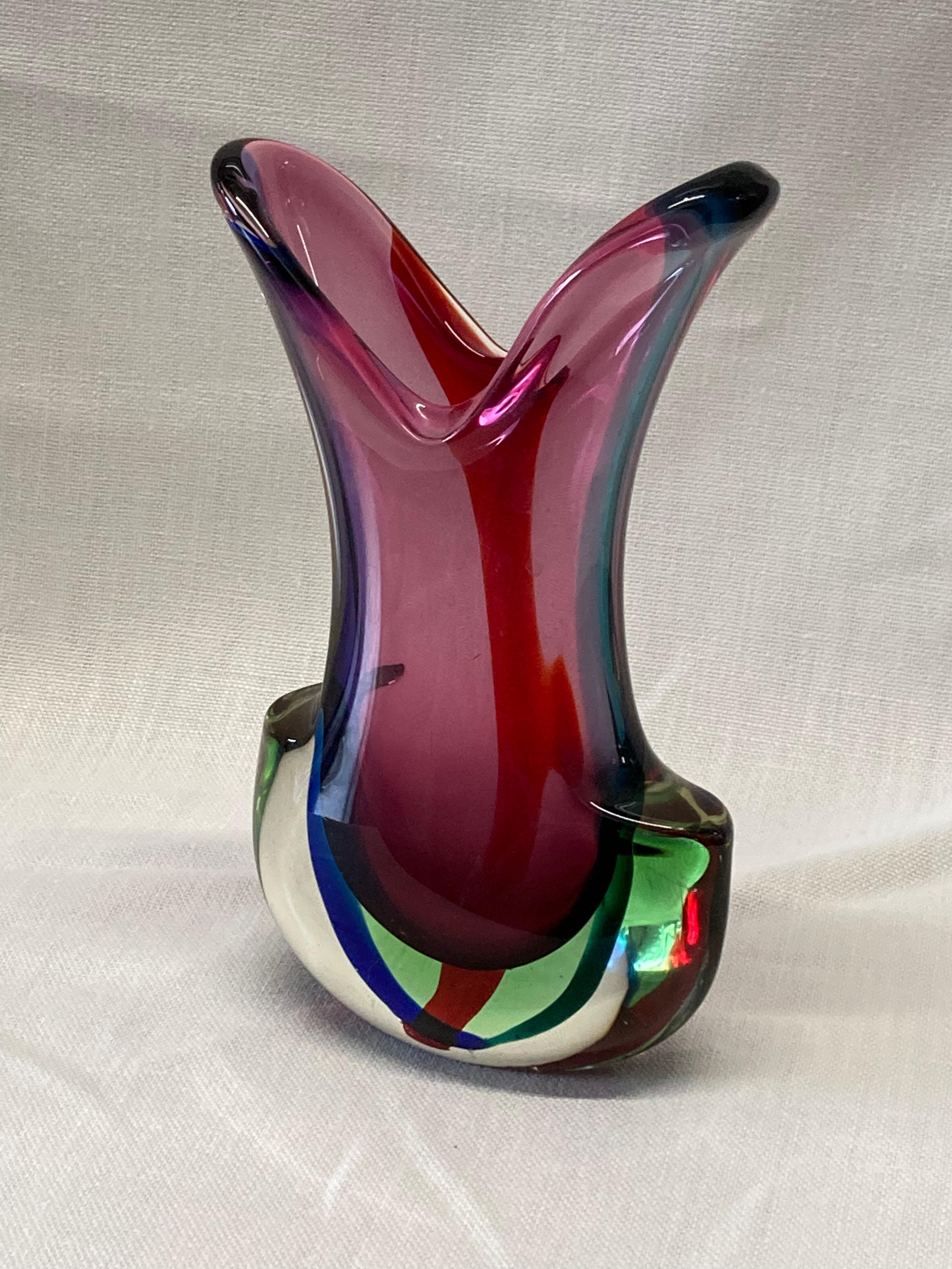 Large Italian 1960s Murano Sommerso Glass Vase 3