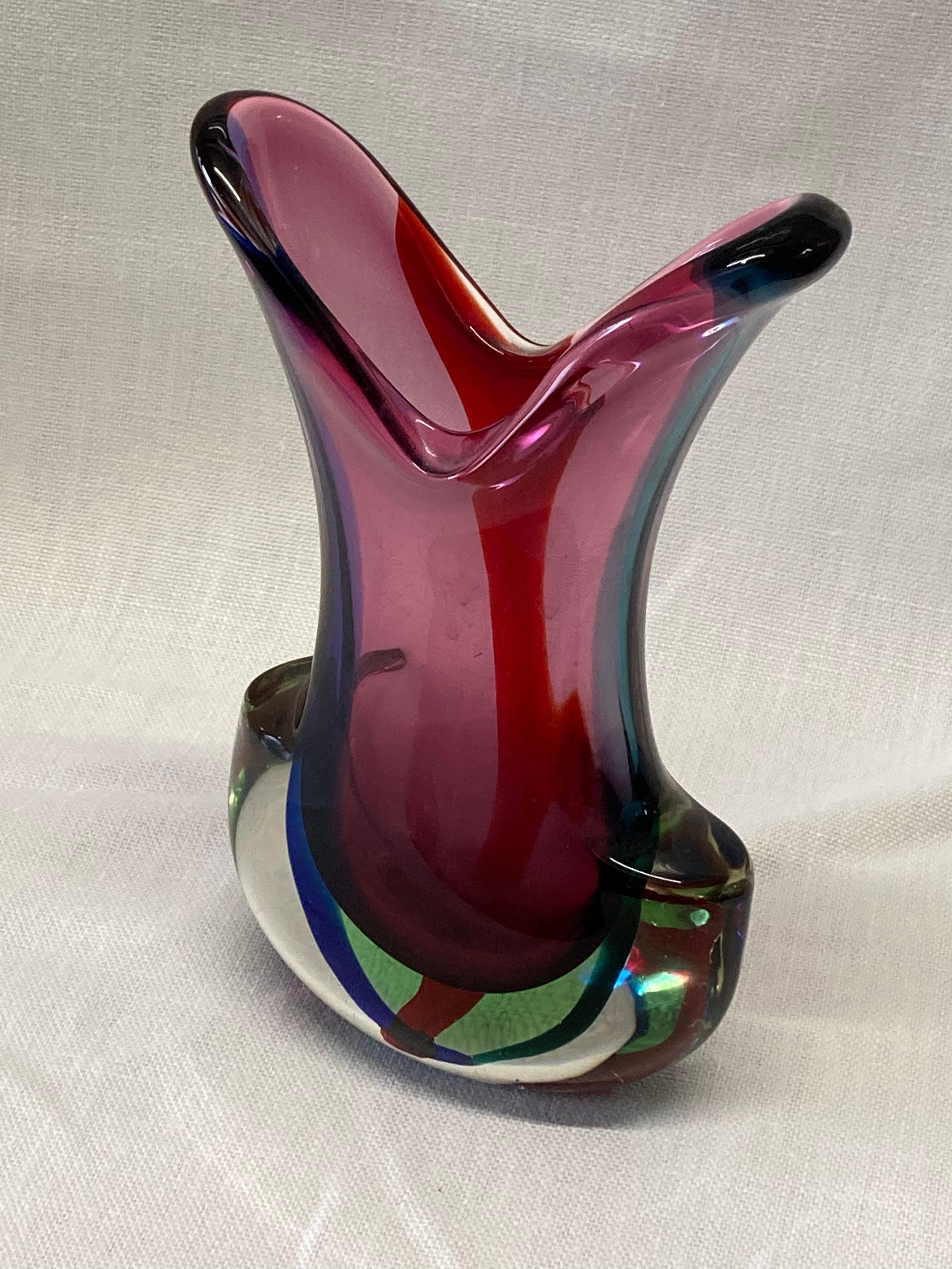 Large Italian 1960s Murano Sommerso Glass Vase 4