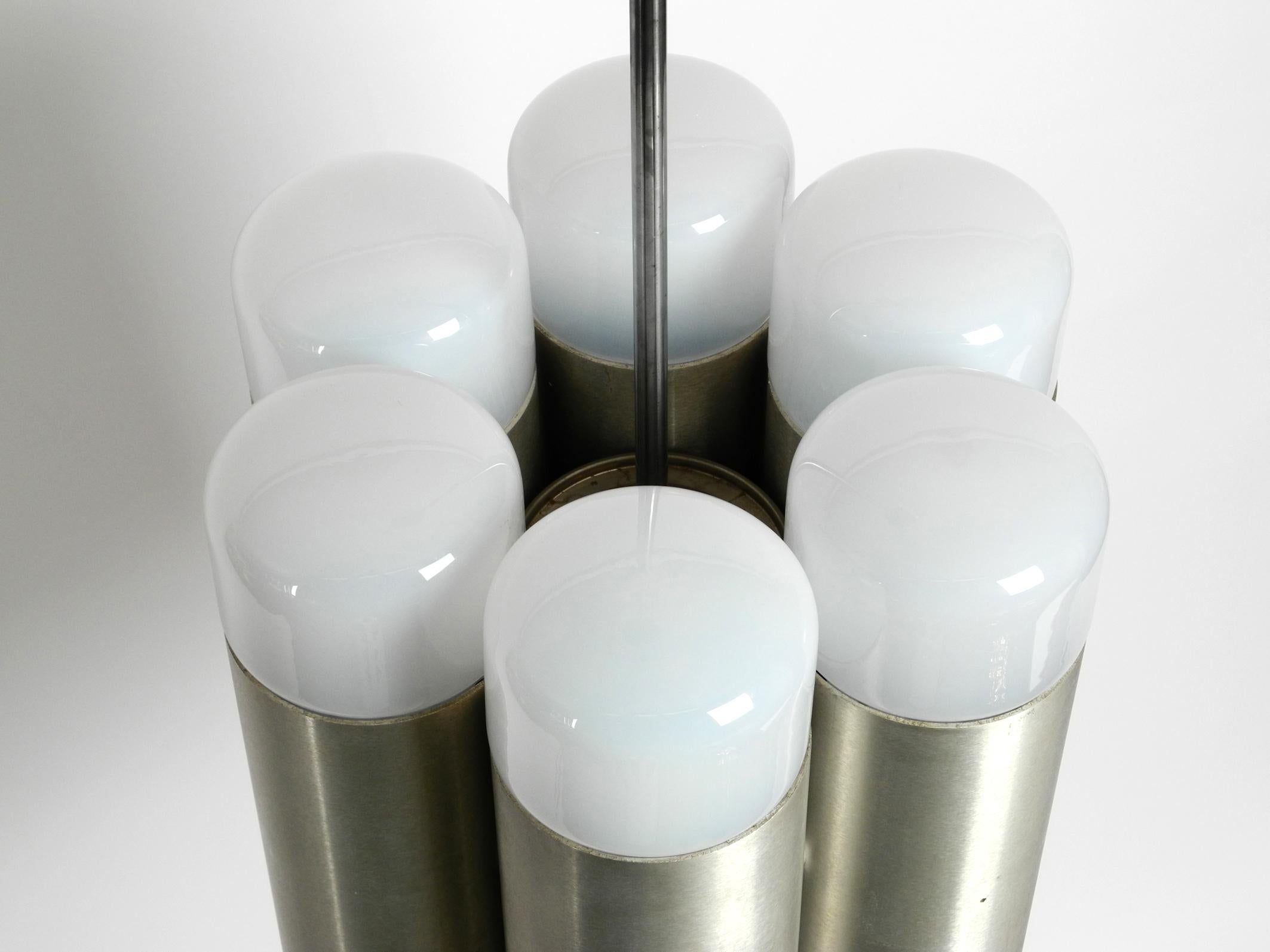 Aluminum Large Italian 1960s Space Age Ceiling Lamp with 13 Glasses by Goffredo Reggiani For Sale