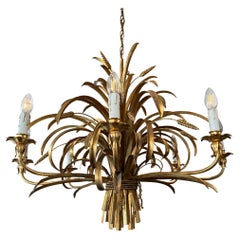 Large Italian 1970s Wheatsheaf Chandelier