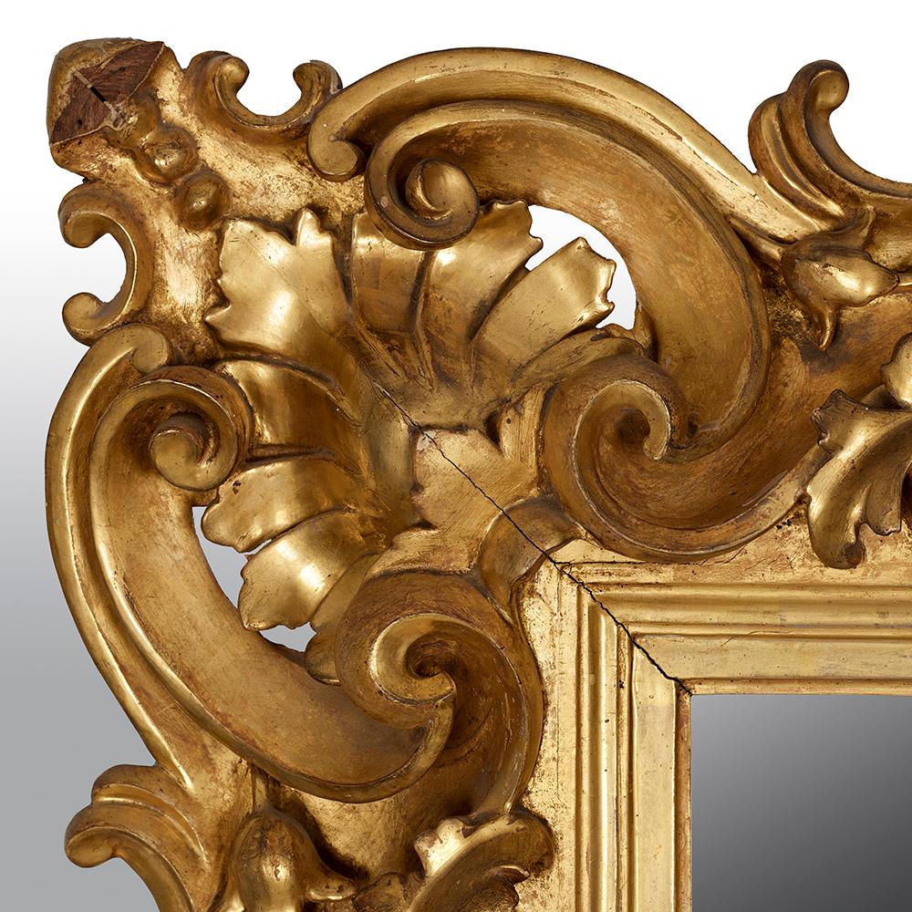Large Italian 19th Century Carved Giltwood Mirror 1