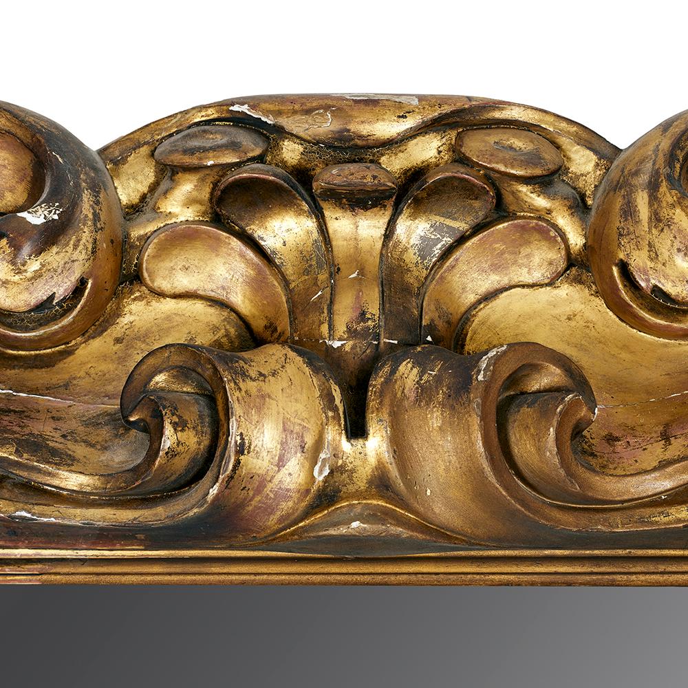 Legno dorato Grande specchio italiano del XIX secolo in legno dorato intagliato in vendita