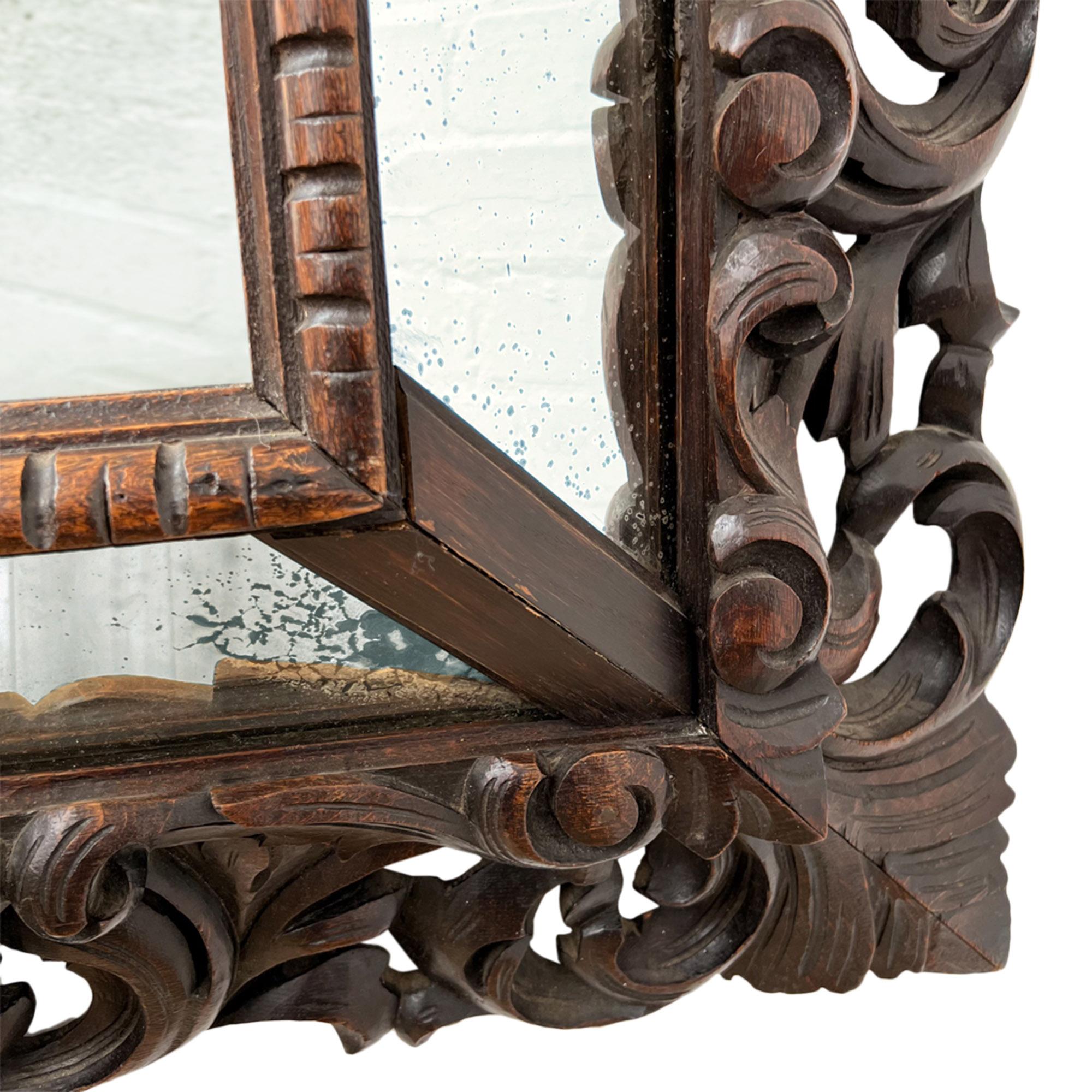 Country Grand miroir italien sculpté du 19ème siècle en vente
