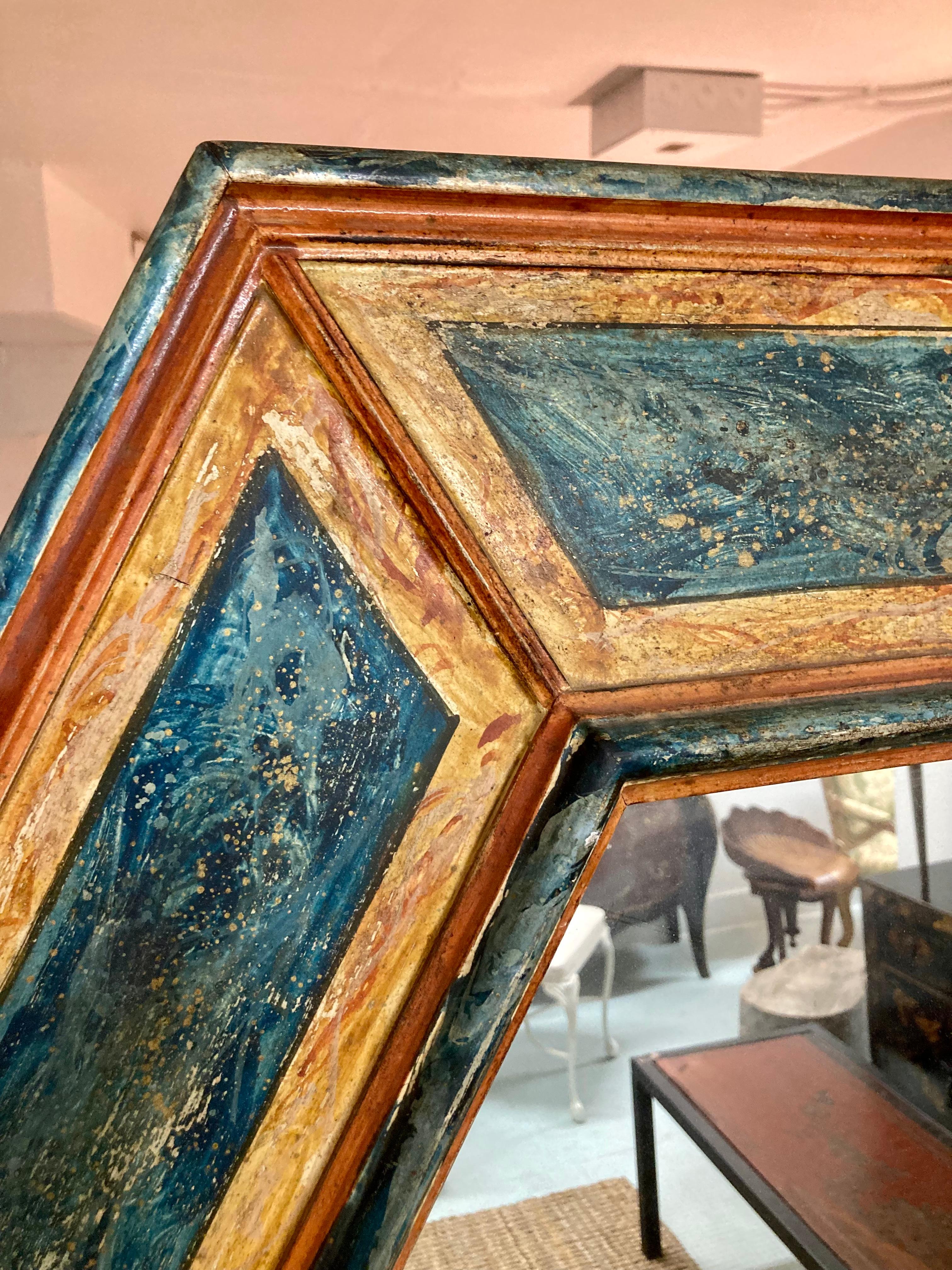 Großer italienischer Spiegel aus dem 19. Jahrhundert mit bemaltem Kunstmarmor (Italienisch) im Angebot