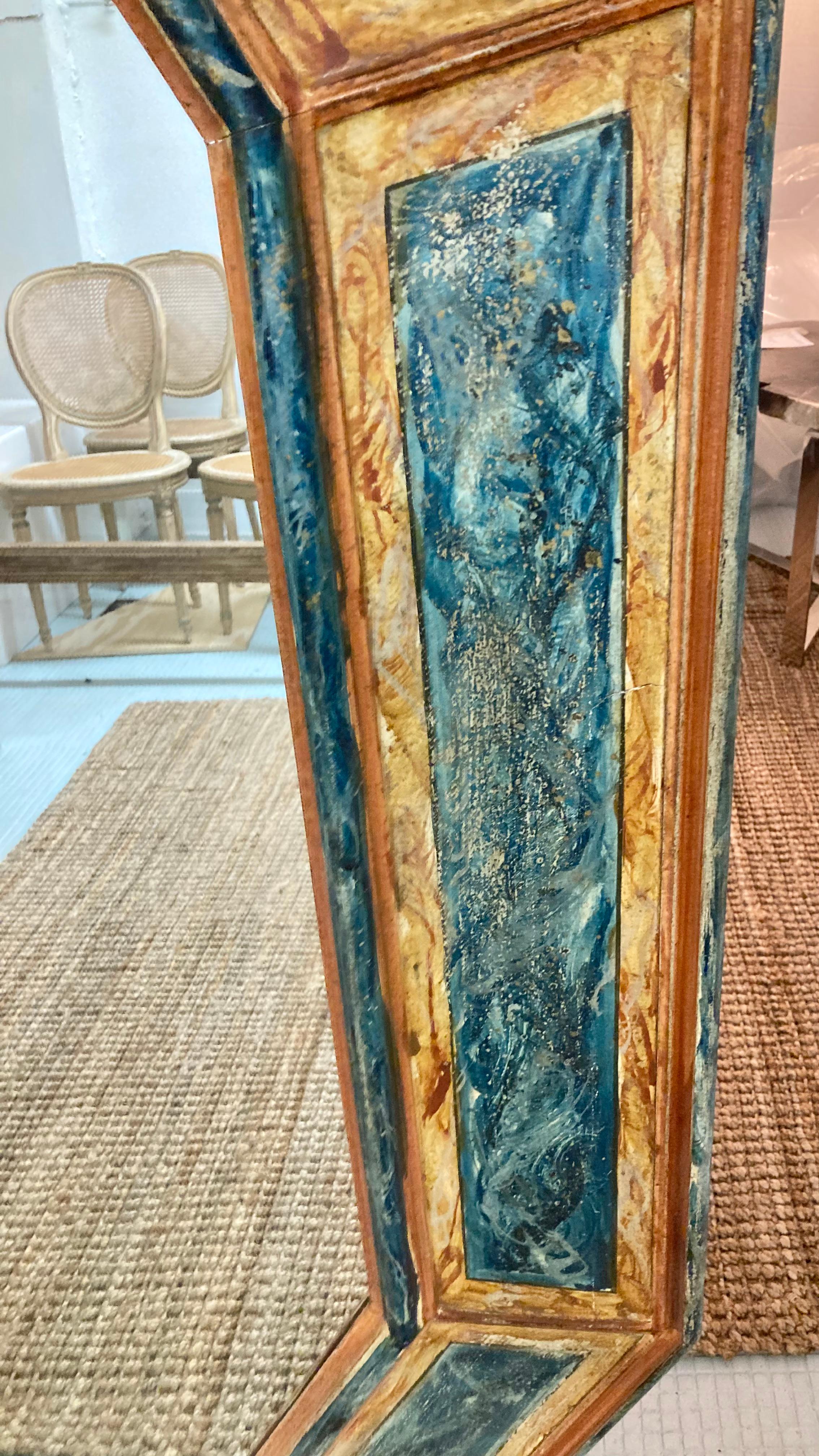 Large Italian 19th Century Faux Marble Painted Mirror For Sale 4