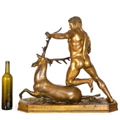 Large Italian 19th Century Grand Tour Bronze Sculpture “Hercules & Cerynitis”