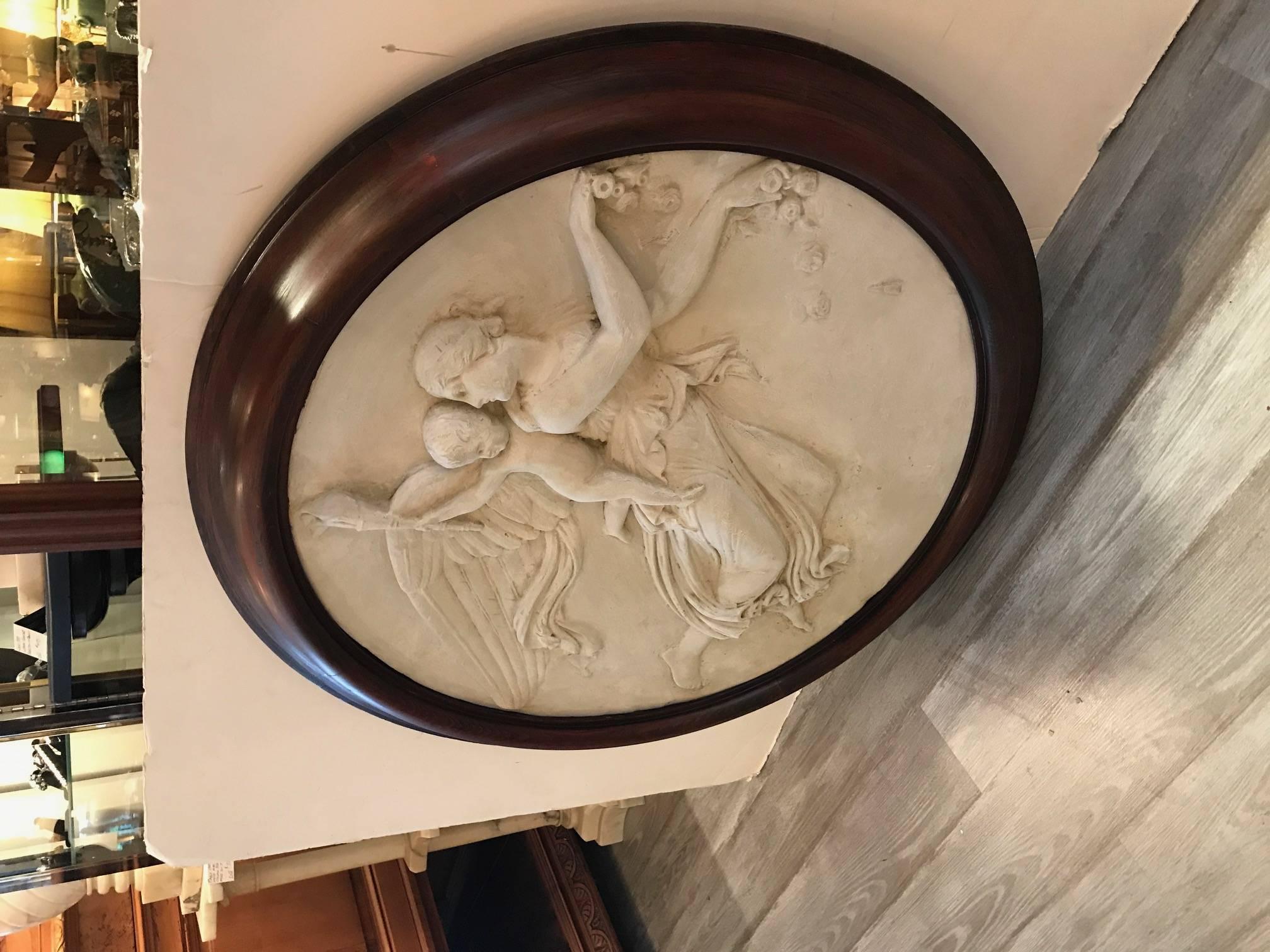 Large Italian 19th Century Plaster Relief Plaque in Early Frame 1