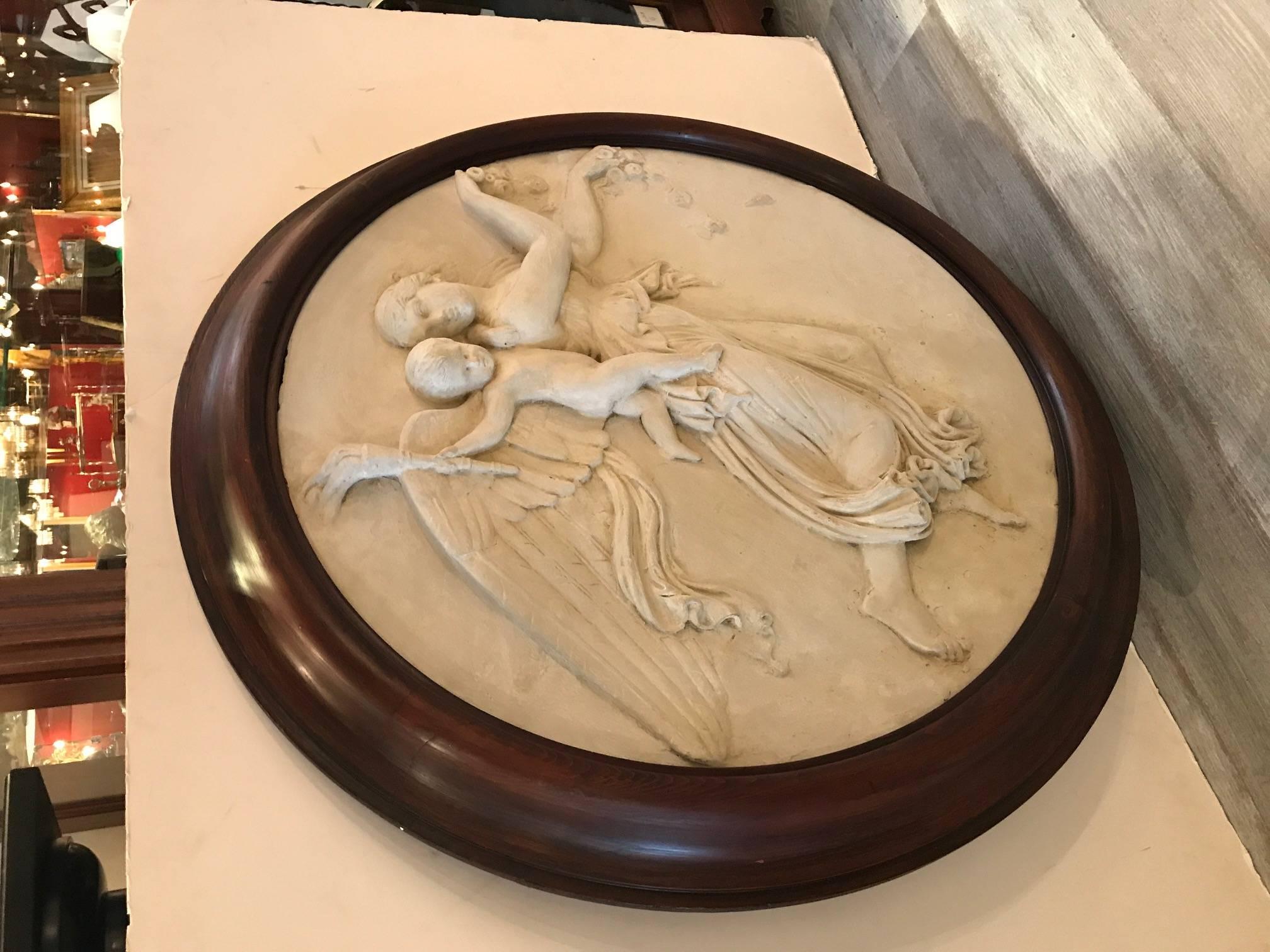 Large Italian 19th Century Plaster Relief Plaque in Early Frame 2