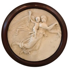 Large Italian 19th Century Plaster Relief Plaque in Early Frame