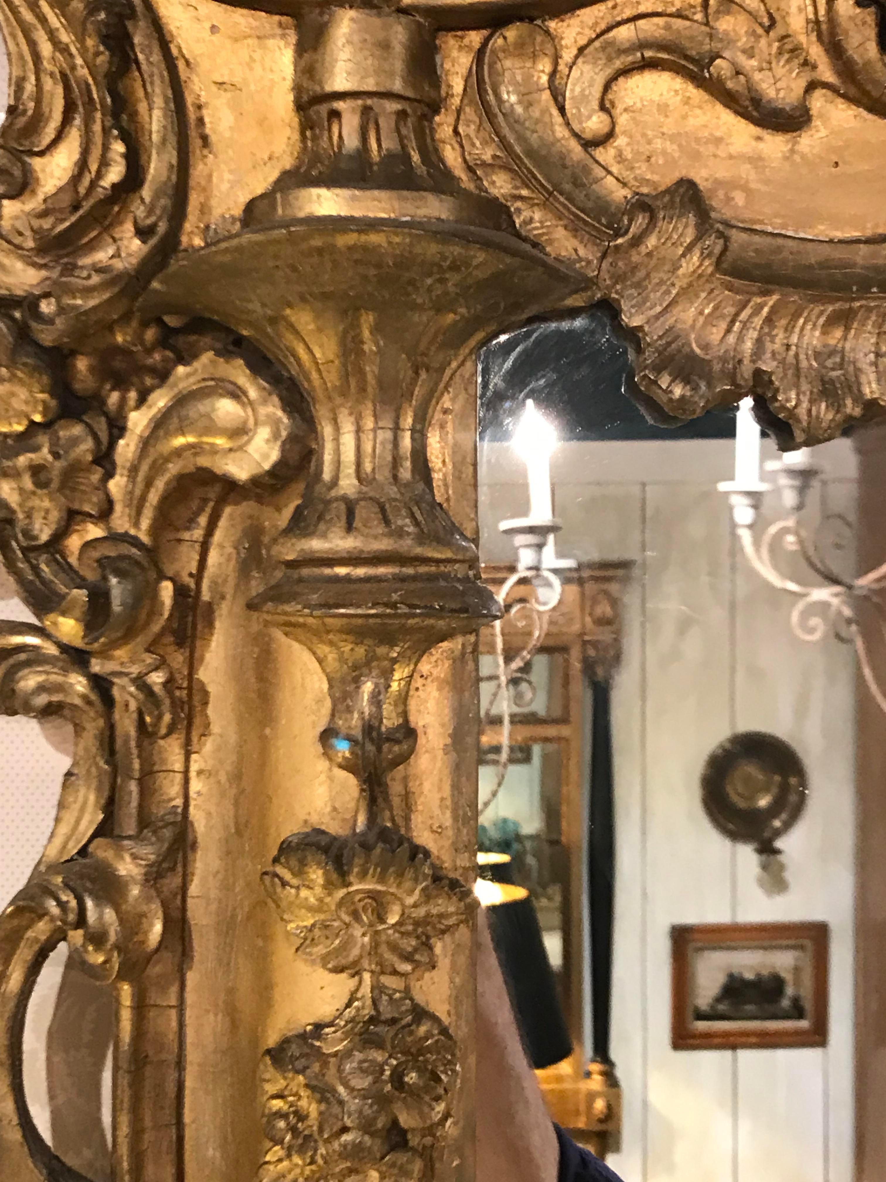 Large Italian 19th Century Rococo Gilt Mirror 1