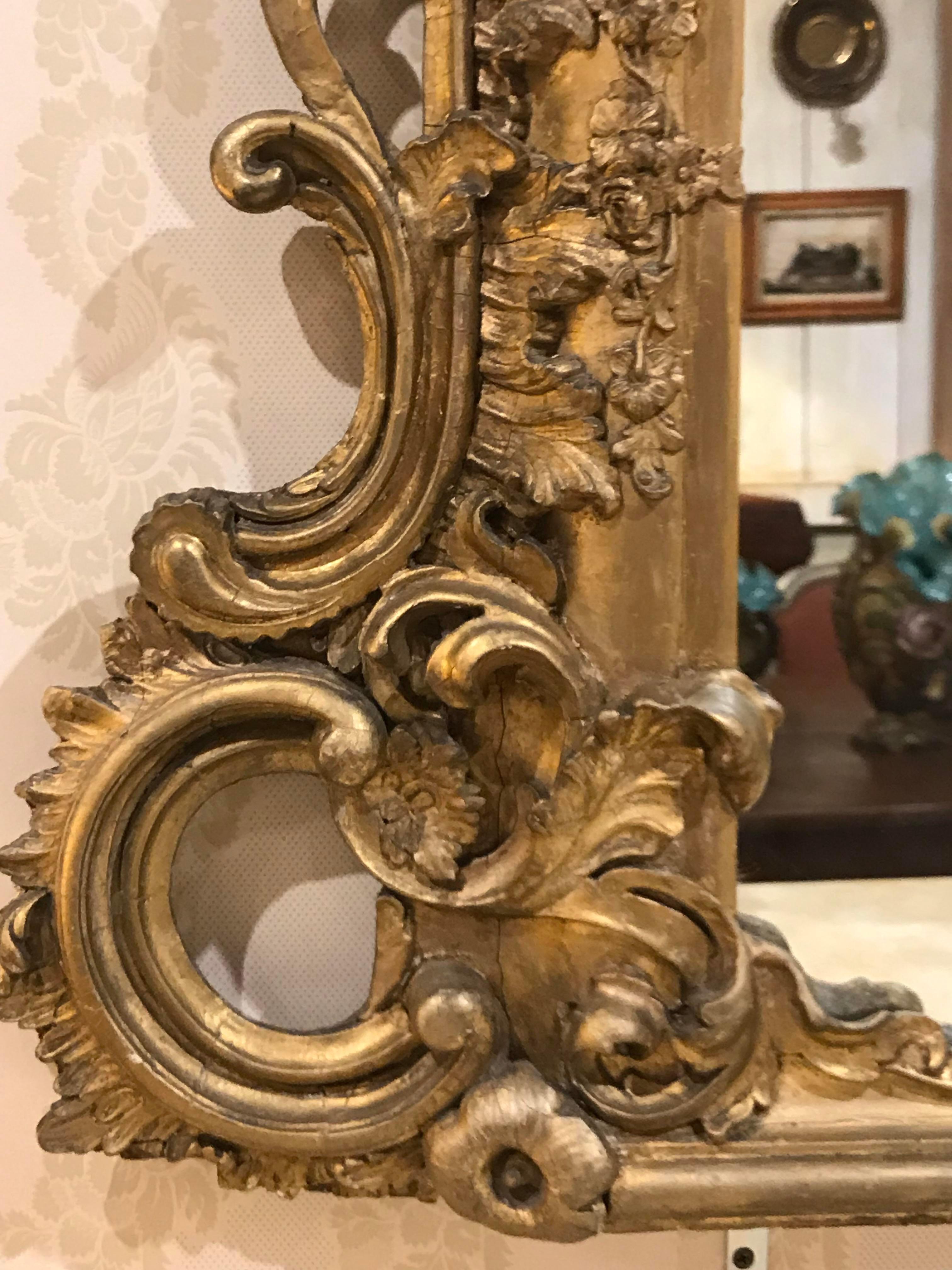 Large Italian 19th Century Rococo Gilt Mirror 2