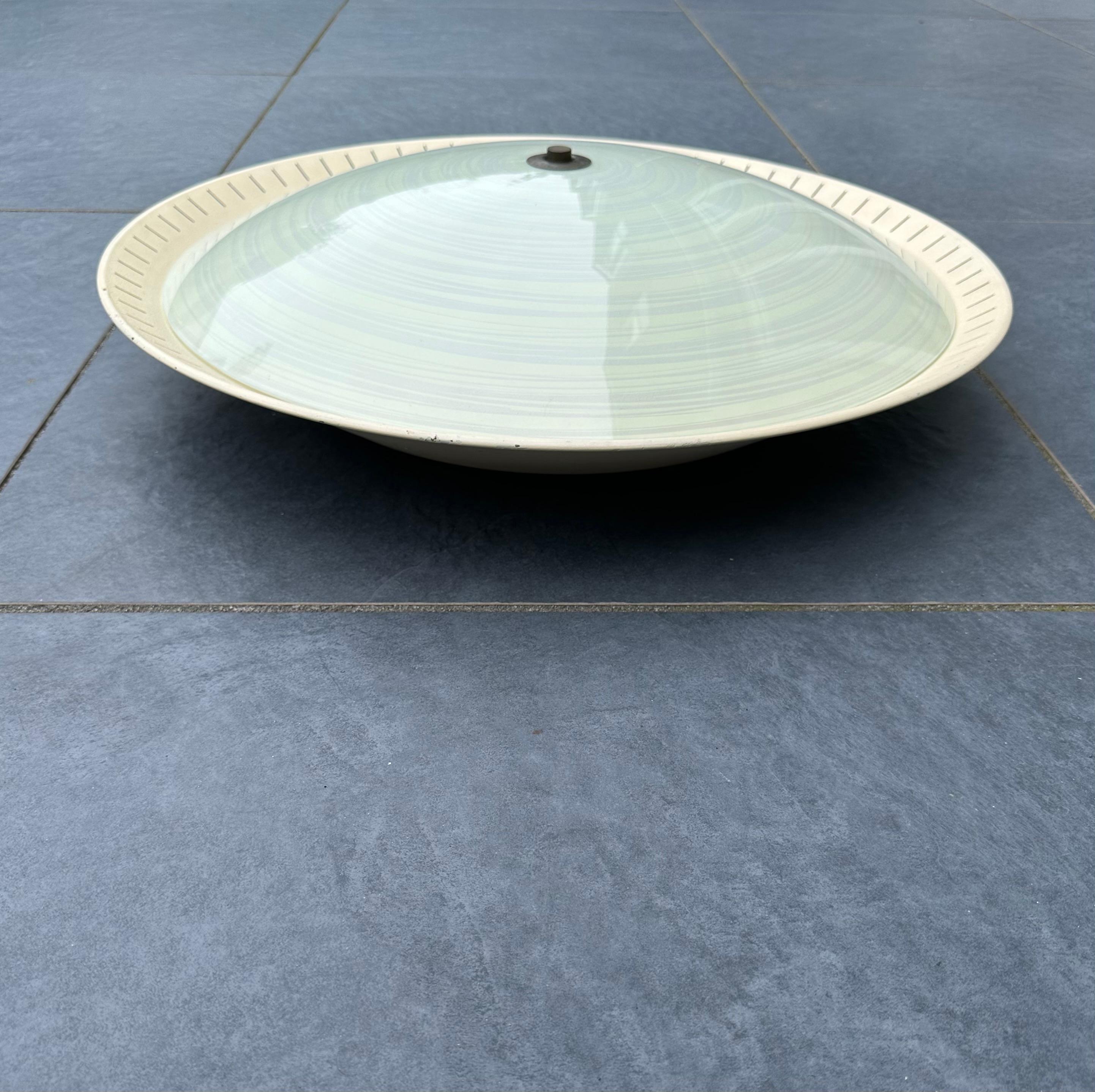 Großer italienischer 3flammiger Midcentury-Modern-Wandleuchter aus Glas oder Einbaubeleuchtung (Glaskunst) im Angebot