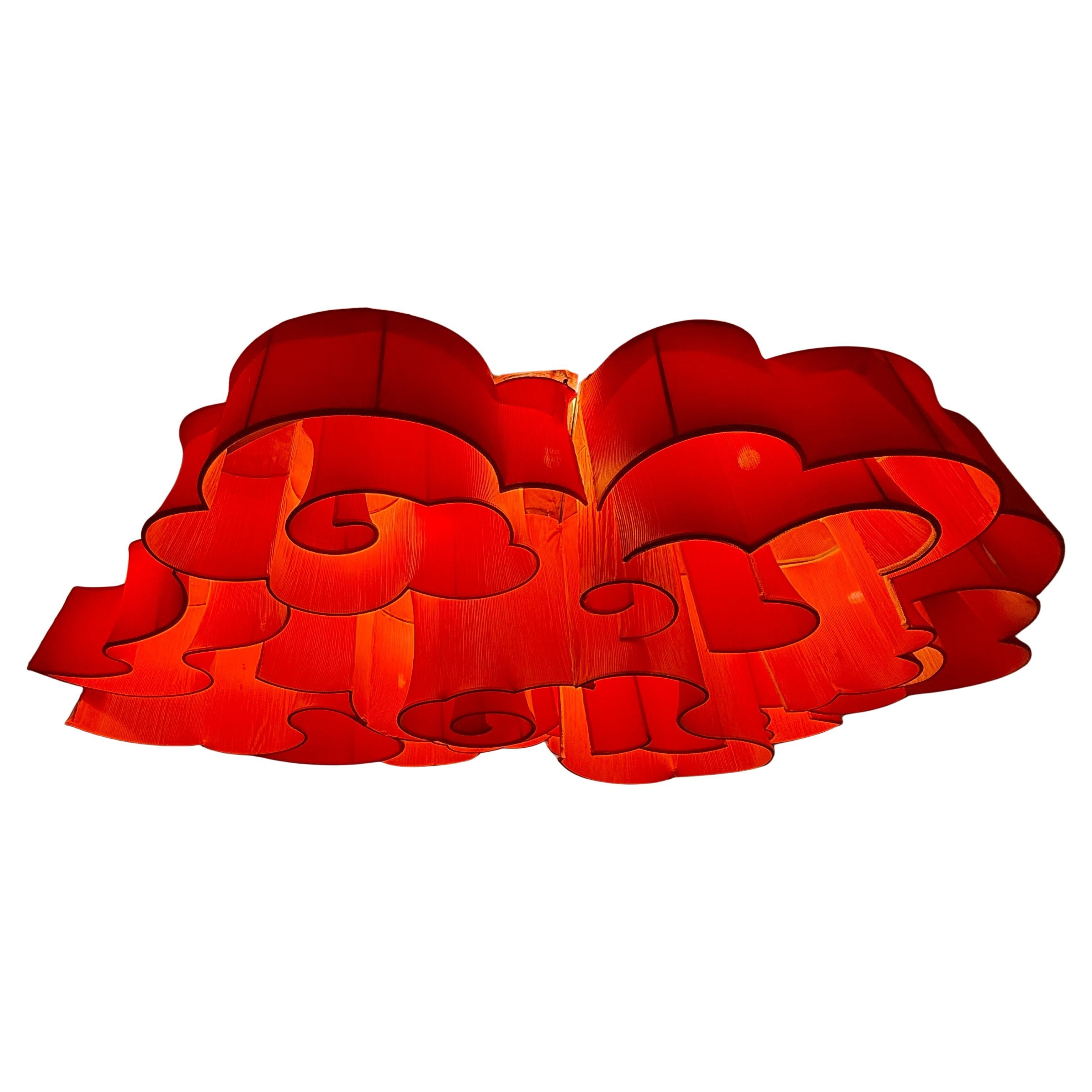 Large Italian 70
s Abstract Design Ceiling Light For Sale