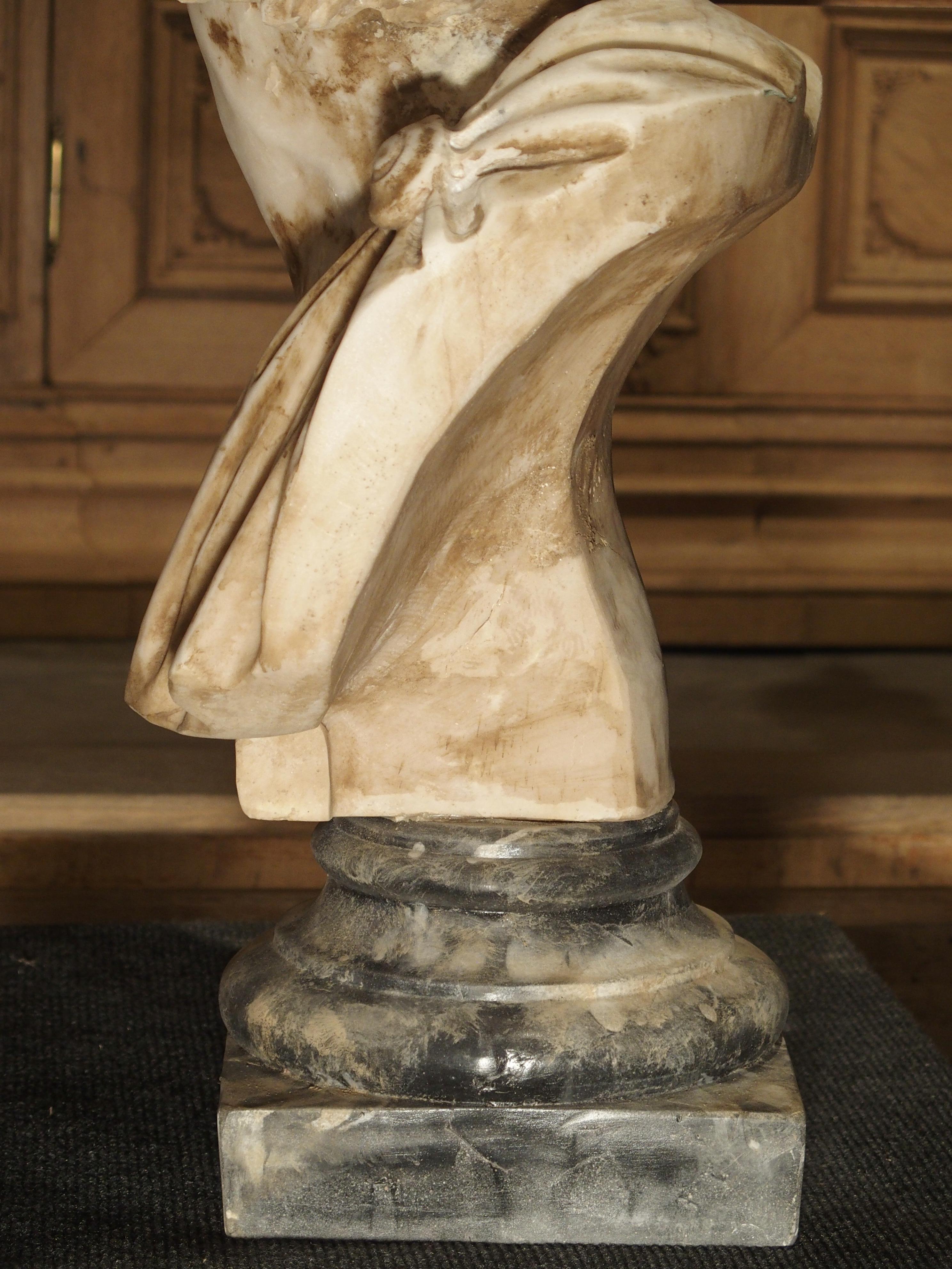 Stone Large Italian Alabaster Bust of Menelaus, King of Sparta