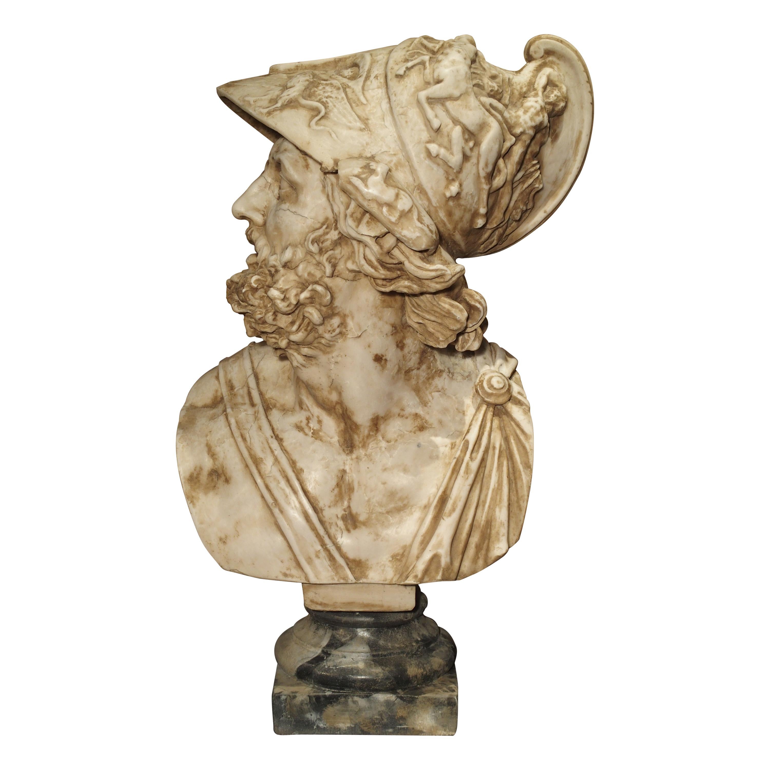 Large Italian Alabaster Bust of Menelaus, King of Sparta