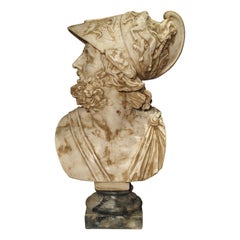 Vintage Large Italian Alabaster Bust of Menelaus, King of Sparta