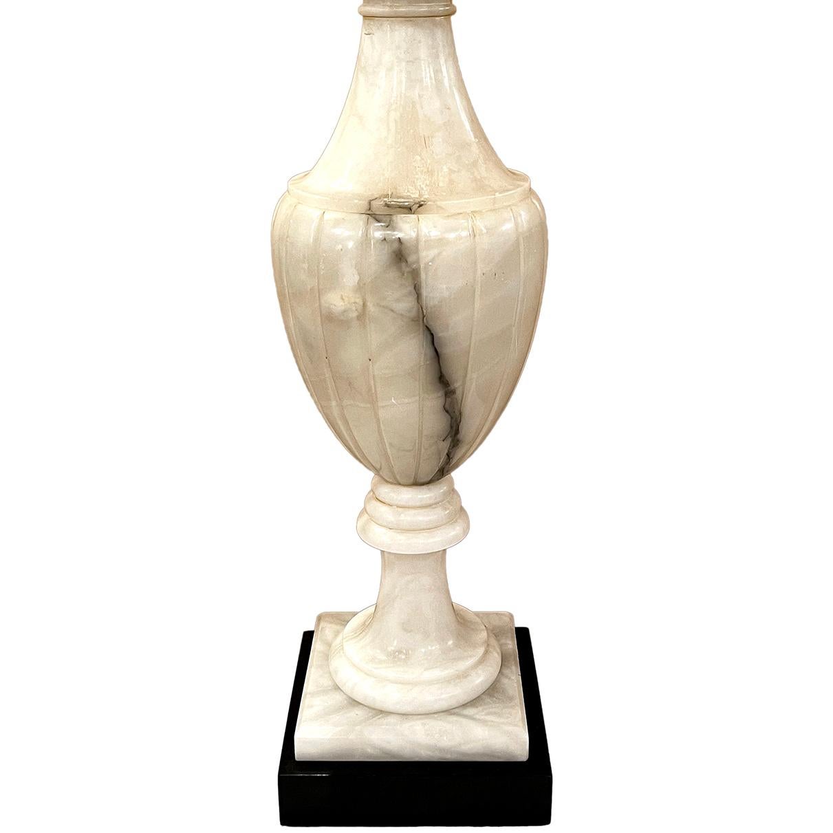 Hand-Carved Large Italian Alabaster Lamp For Sale