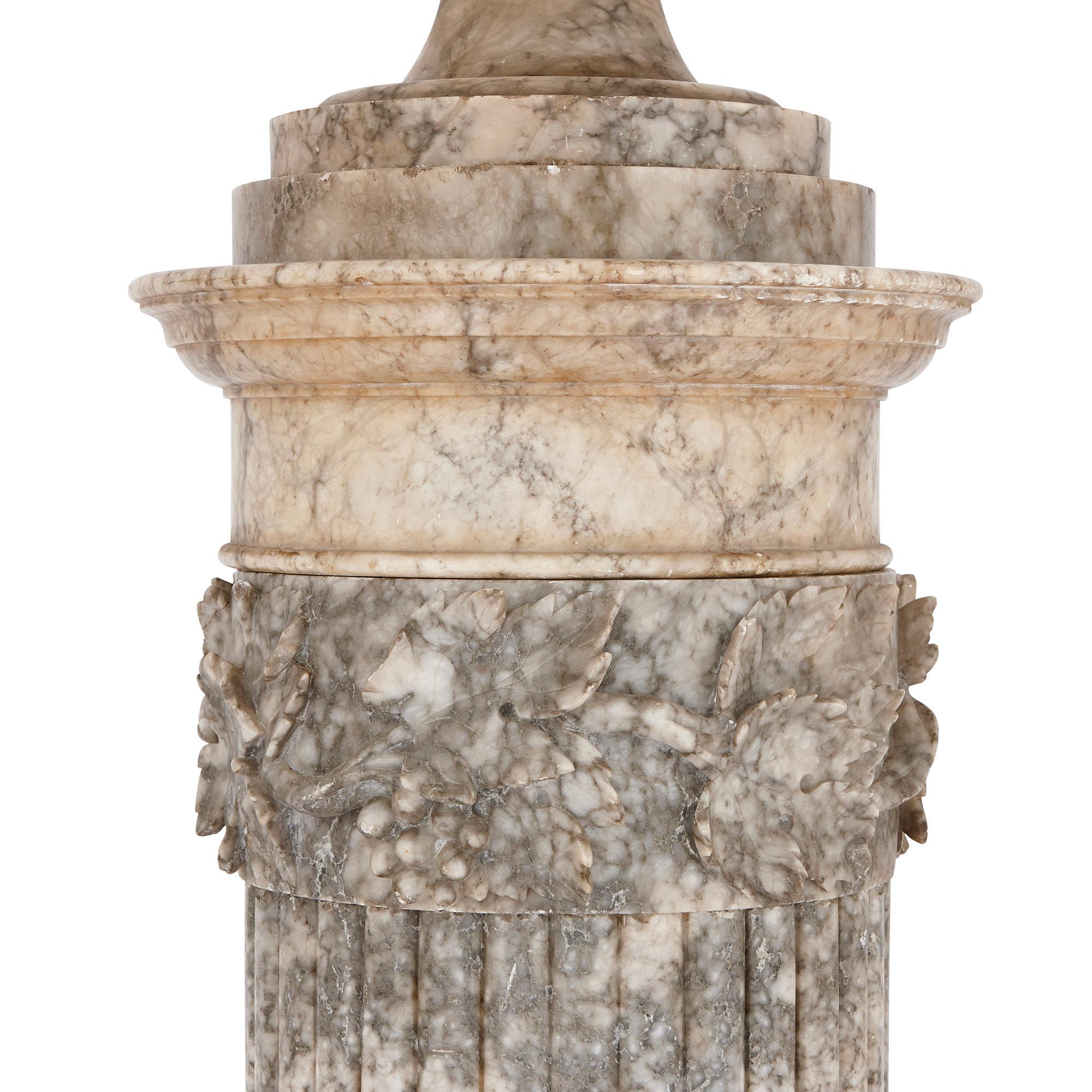Large Italian Alabaster Vase on Stand In Good Condition For Sale In London, GB