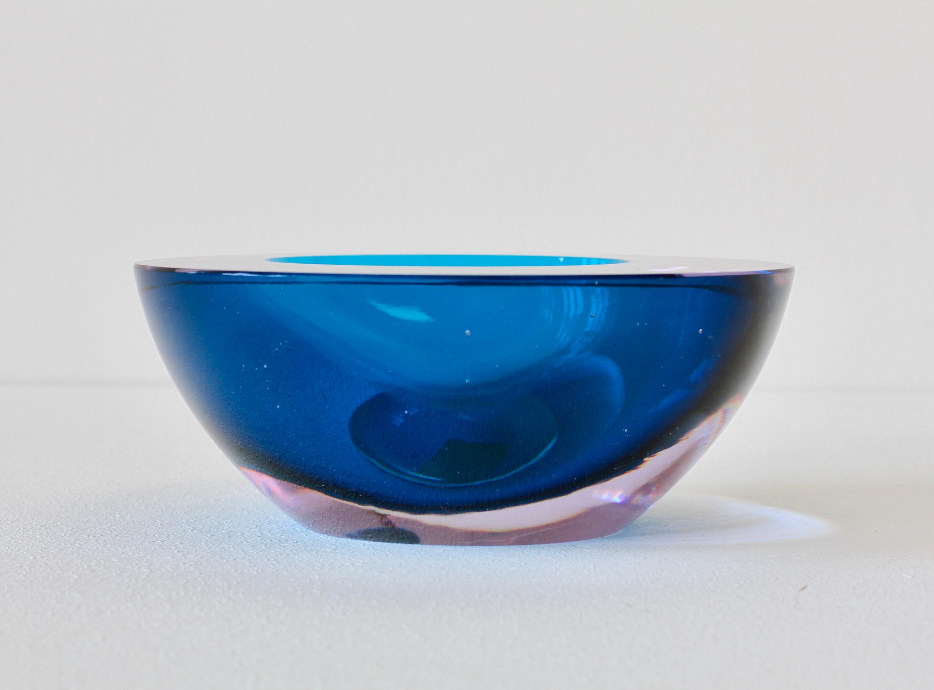 blue glass bowl vintage