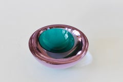 Large Italian Alexandrite and Green Sommerso Murano Glass Bowl, Dish or Ashtray