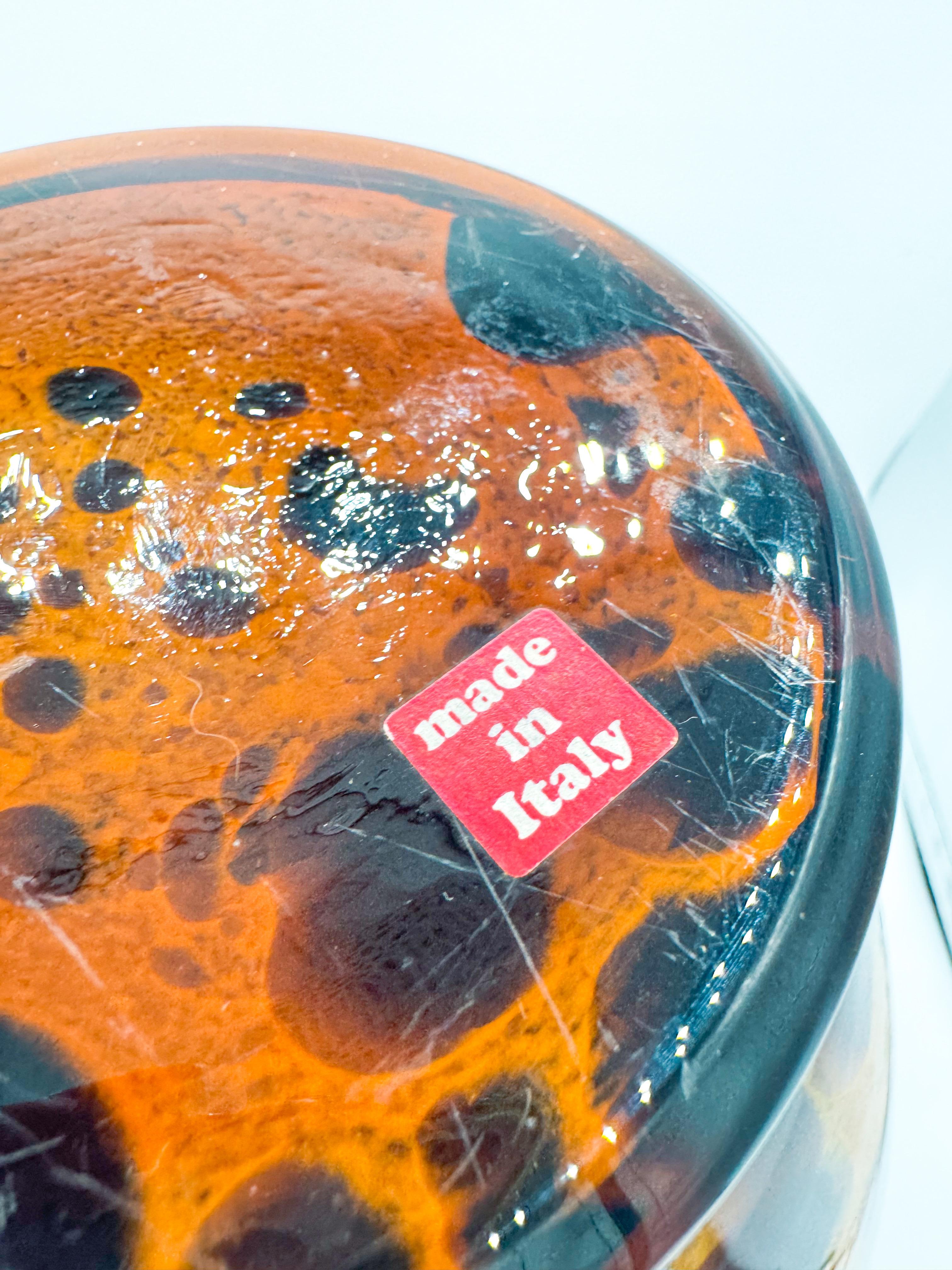 20th Century Large Italian Amber Tortoiseshell Murano Glass Vase by Maestri Vetrai, 1970s MCM