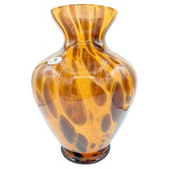 Large Italian Amber Tortoiseshell Murano Glass Vase by Maestri Vetrai, 1970s MCM