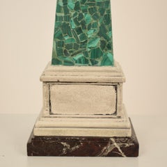 Large Italian Antique 19th Century Grand Tour Malachite and Marble Obelisk, 1860