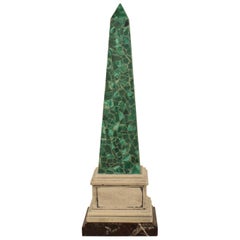 Large Italian Antique 19th Century Grand Tour Malachite and Marble Obelisk, 1860