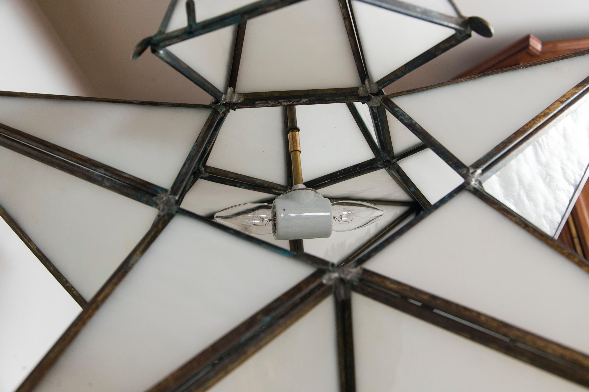 Large Italian Antiqued Brass Star Lantern/ Pair Available 1