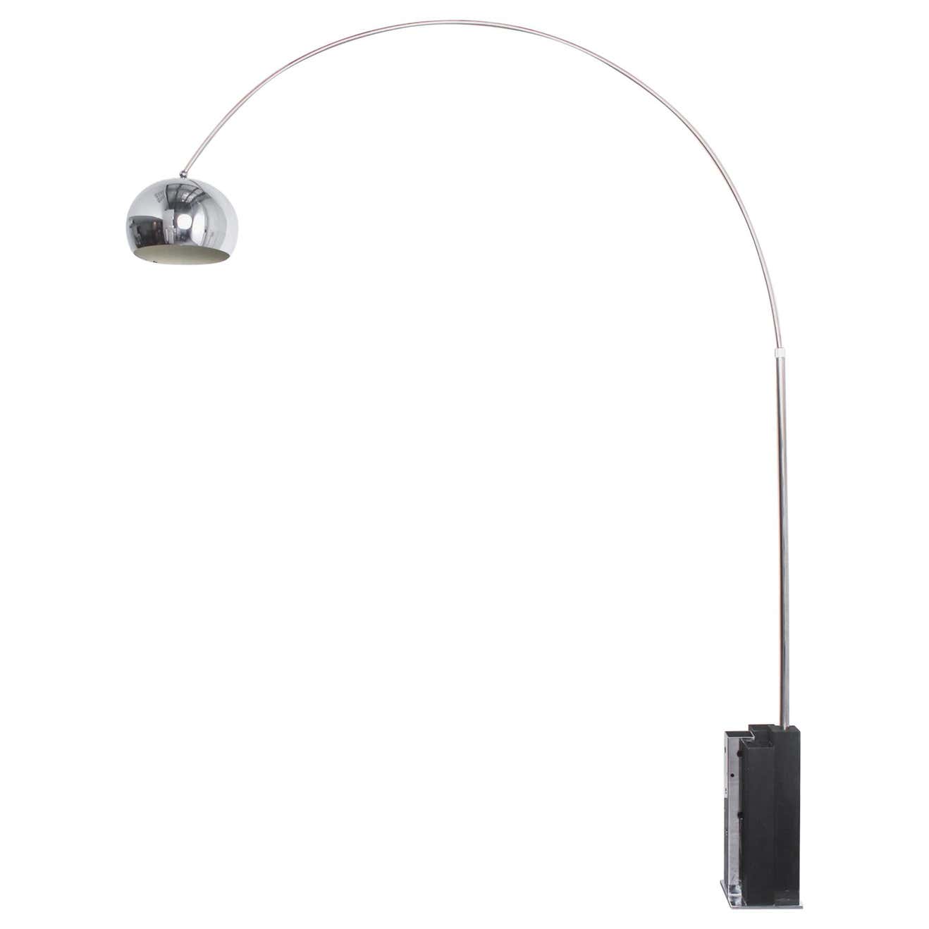 Mid Century Modern Italian Chrome Arc Lamp with Black Base, 1970 For ...